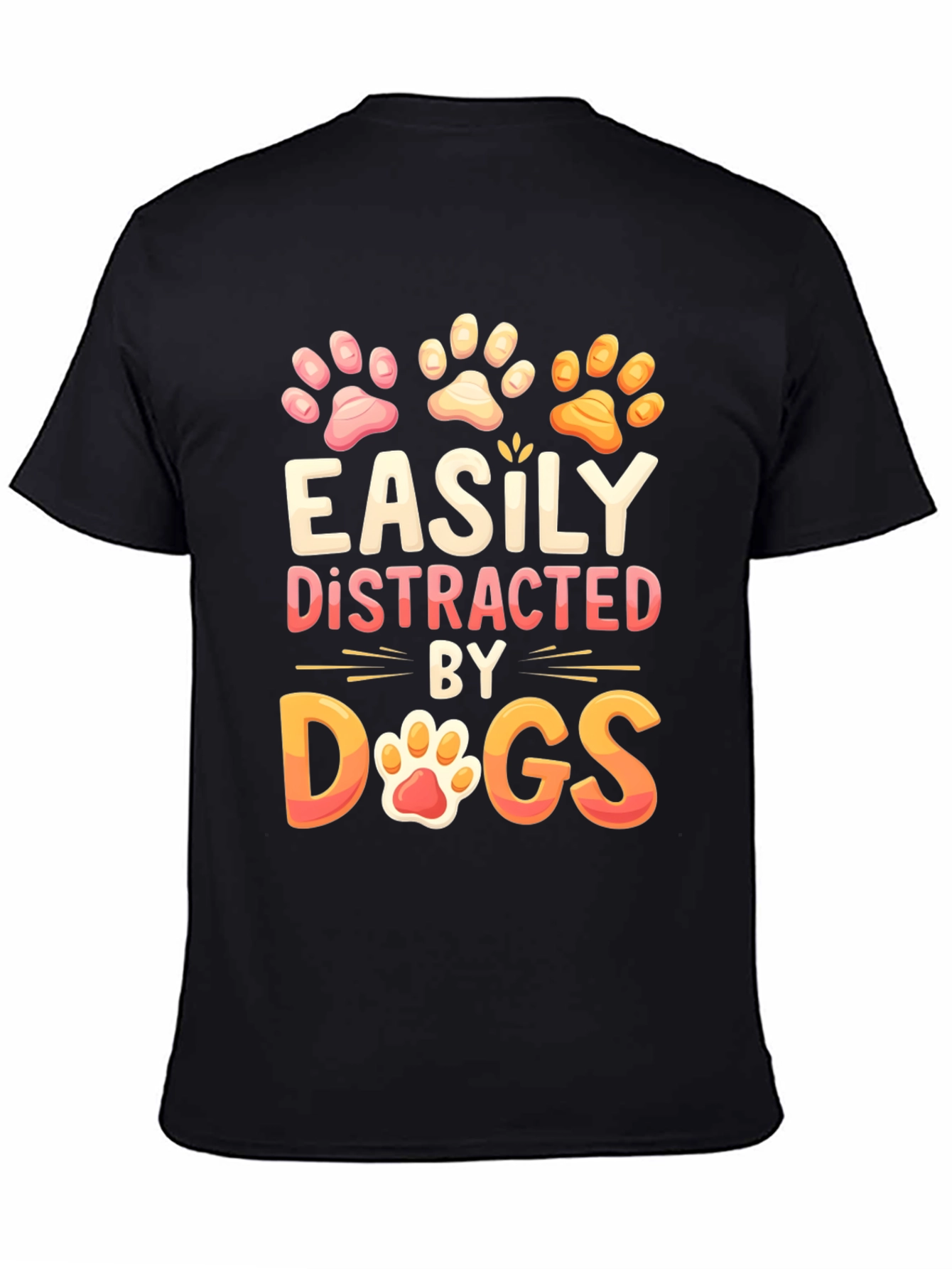 Black Easily Distracted by Dogs Graphic T-Shirt view 4