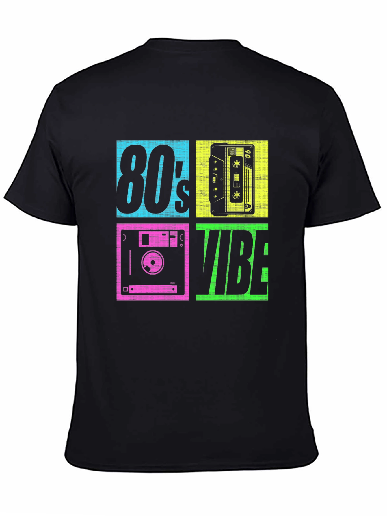 Black 80's Vibe Retro Graphic Tee view 4