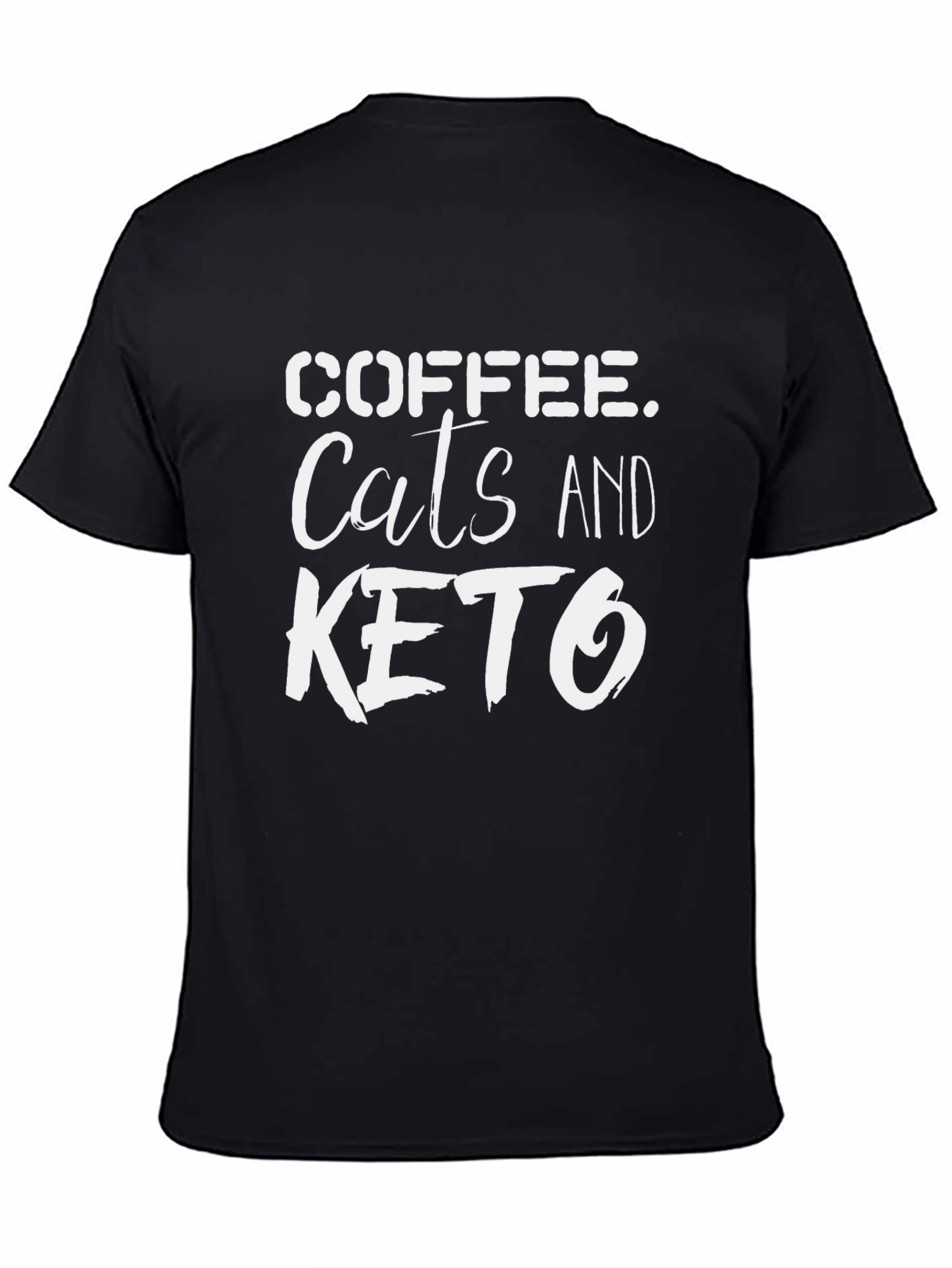Black Coffee Cats Keto T-Shirt - Unisex Black Tee view 4