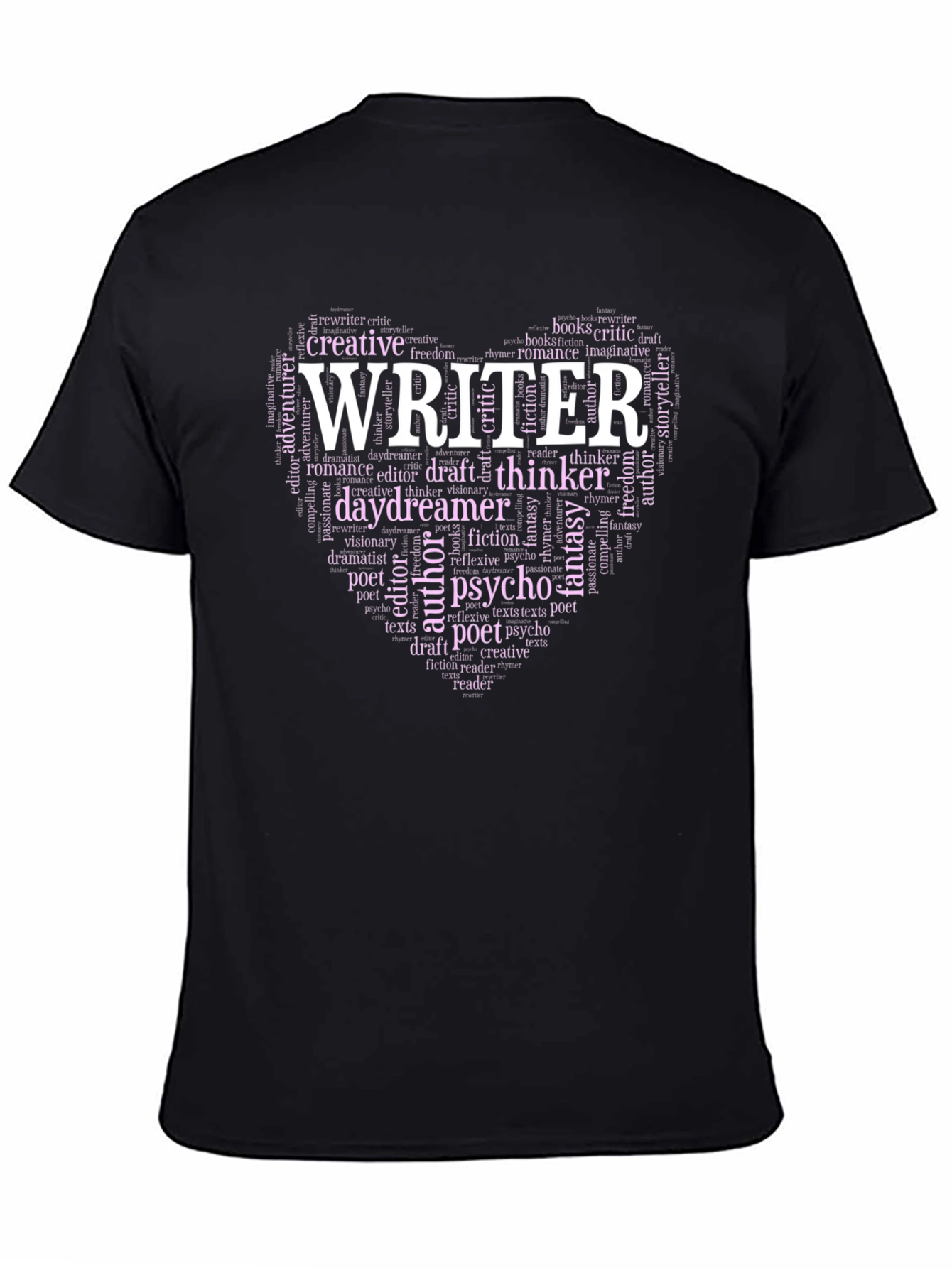Black Writer Word Art Heart Graphic Tee view 4