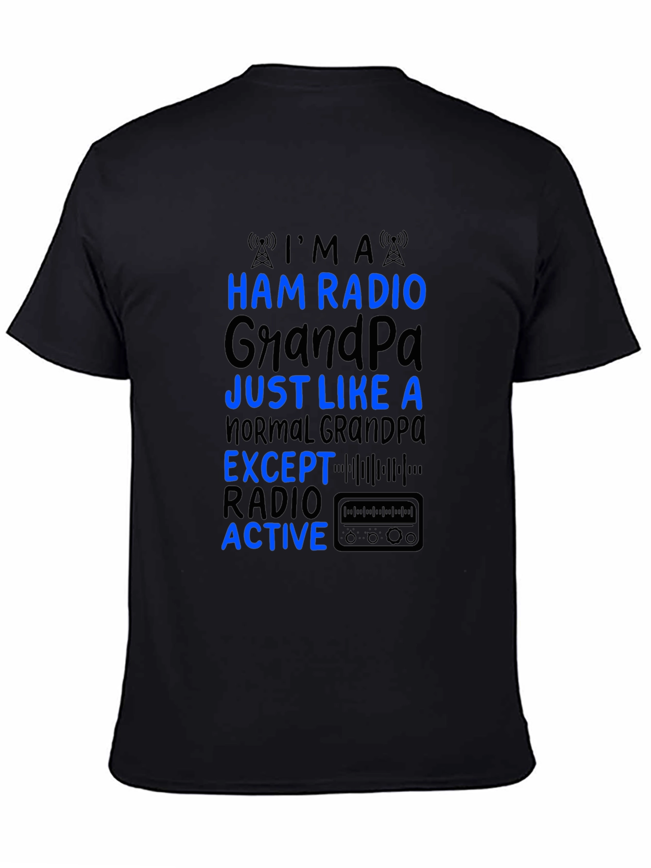 Black Ham Radio Grandpa T-Shirt - Active Radio Lover view 4