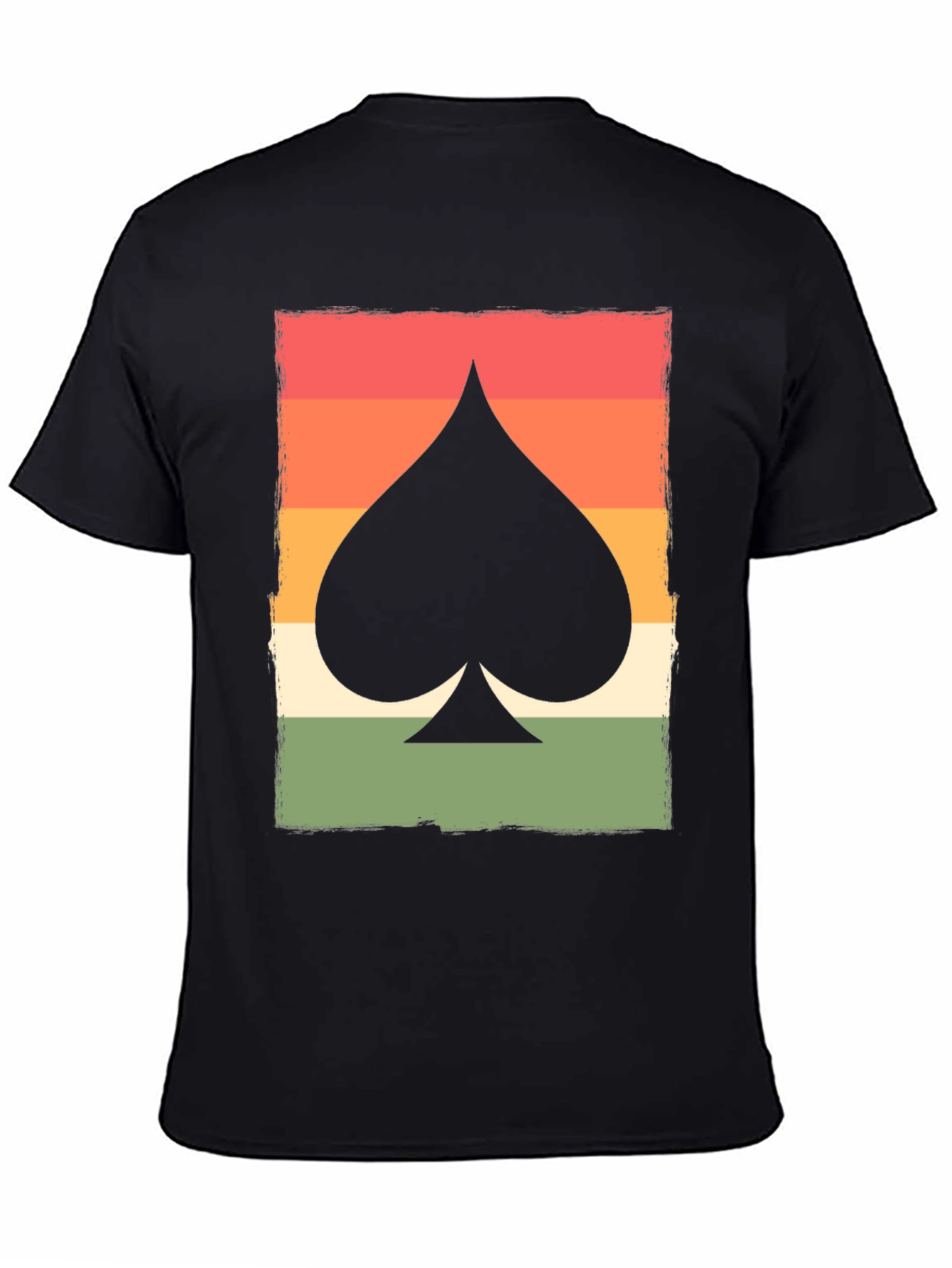 Black Retro Spade Card Graphic T-Shirt - Unisex view 4