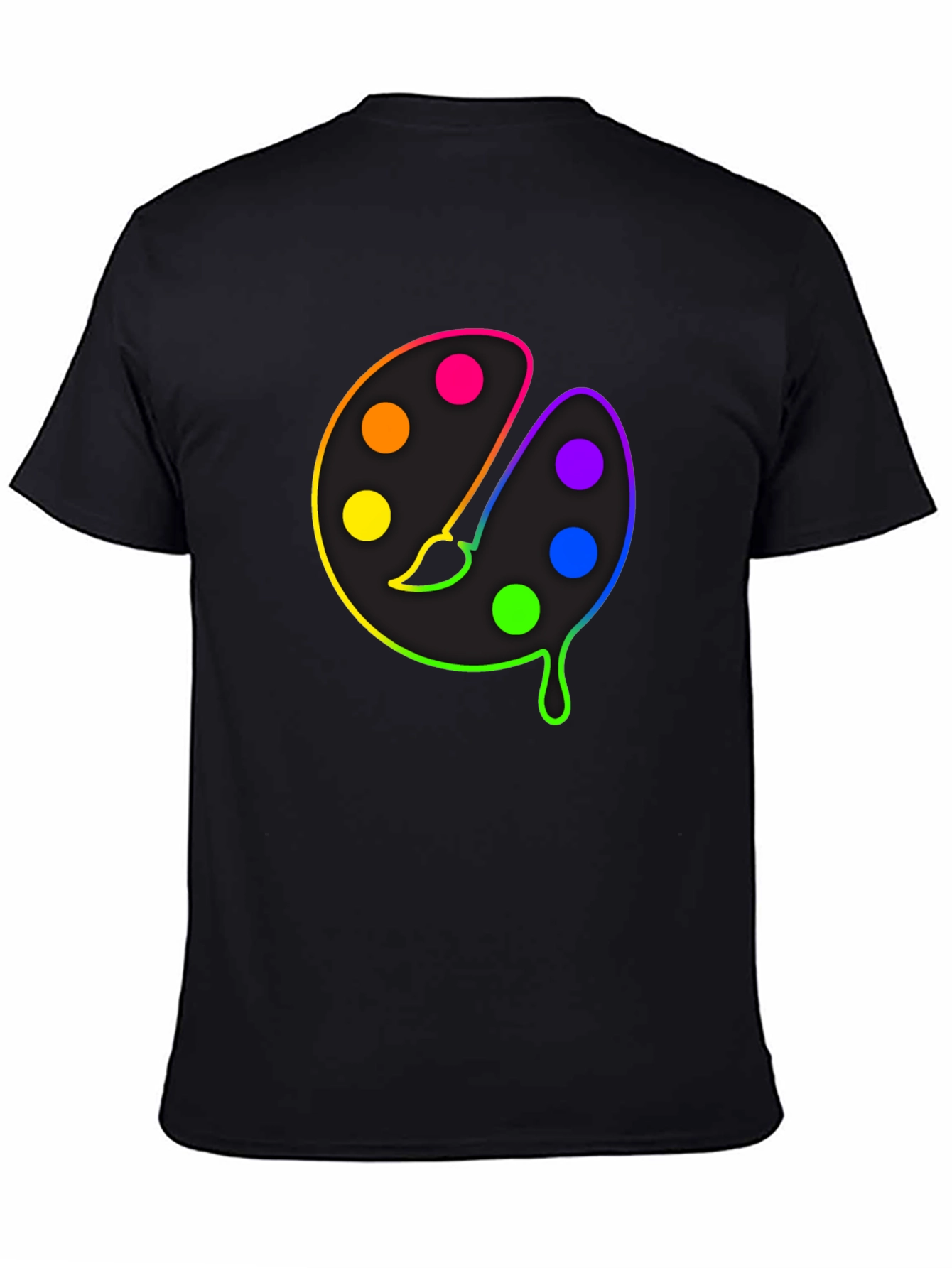 Black Rainbow Paint Palette Graphic Tee - Artist T-Shirt view 4