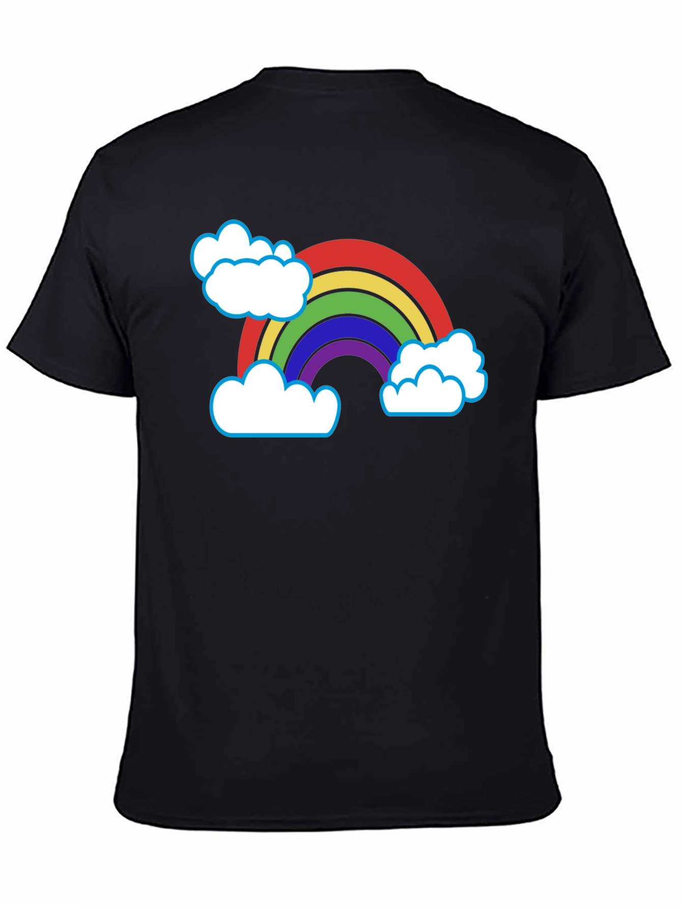 Black Rainbow & Clouds Graphic T-Shirt - Black Cotton Blend view 4