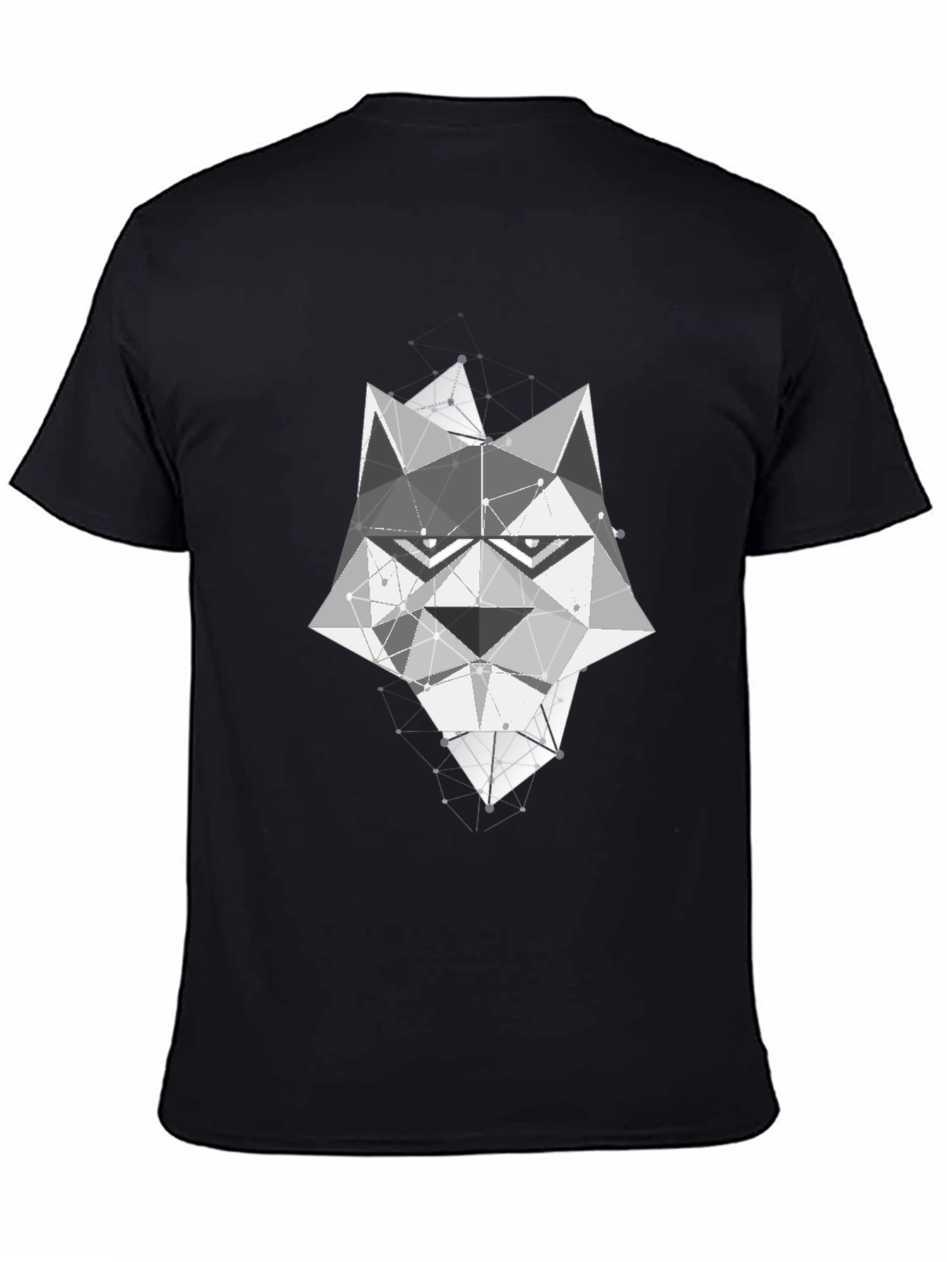 Black Geometric Wolf Graphic T-Shirt view 4