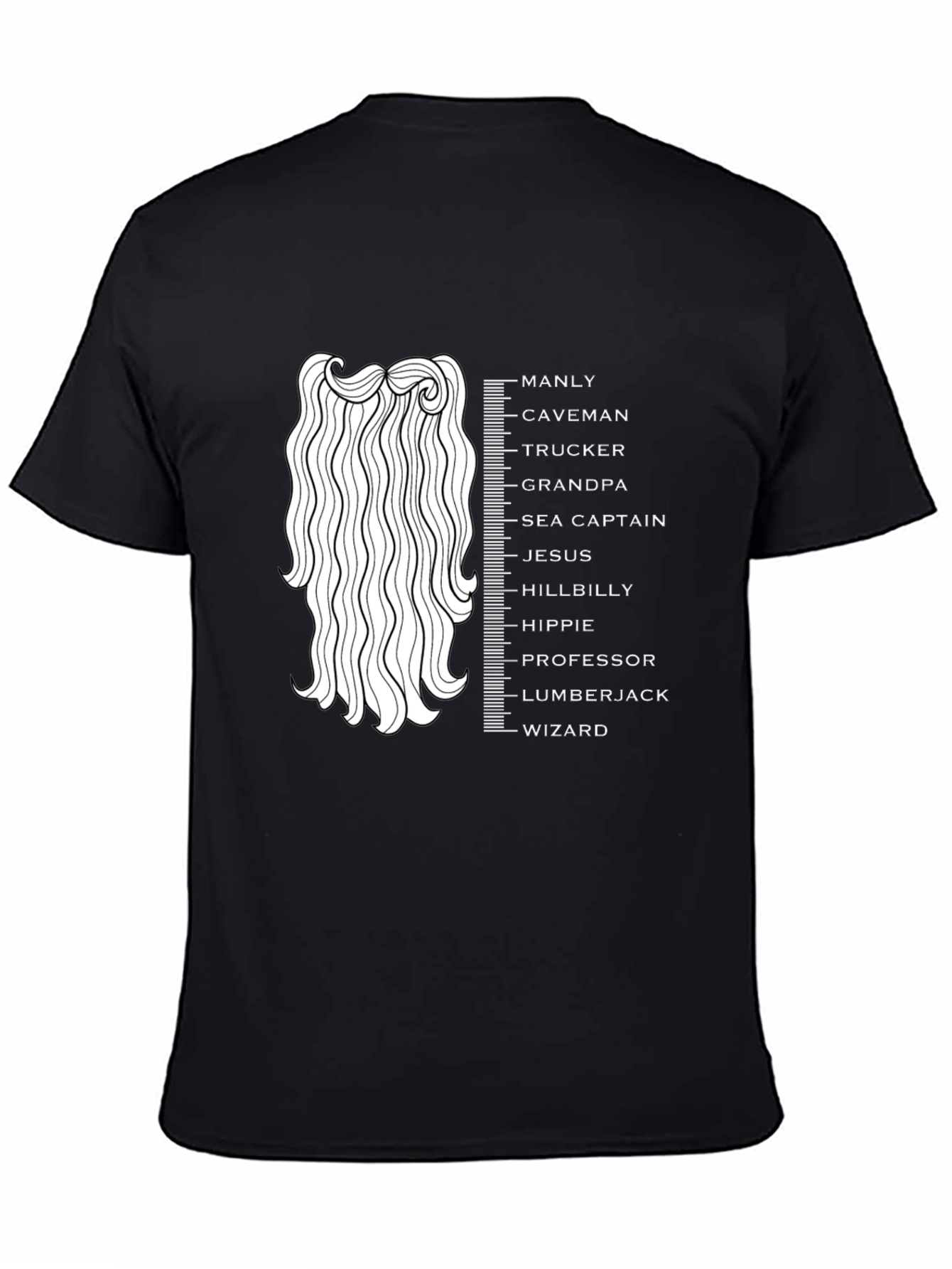 Black Funny Beard Length Scale Men's Graphic T-Shirt view 4