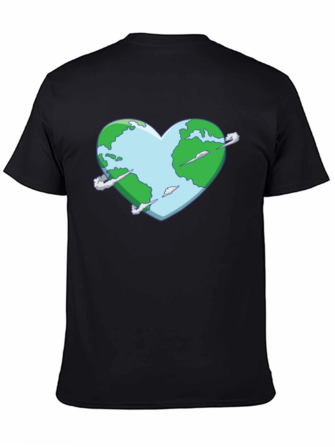 Black Earth Heart Graphic Tee - Black Cotton T-Shirt view 4