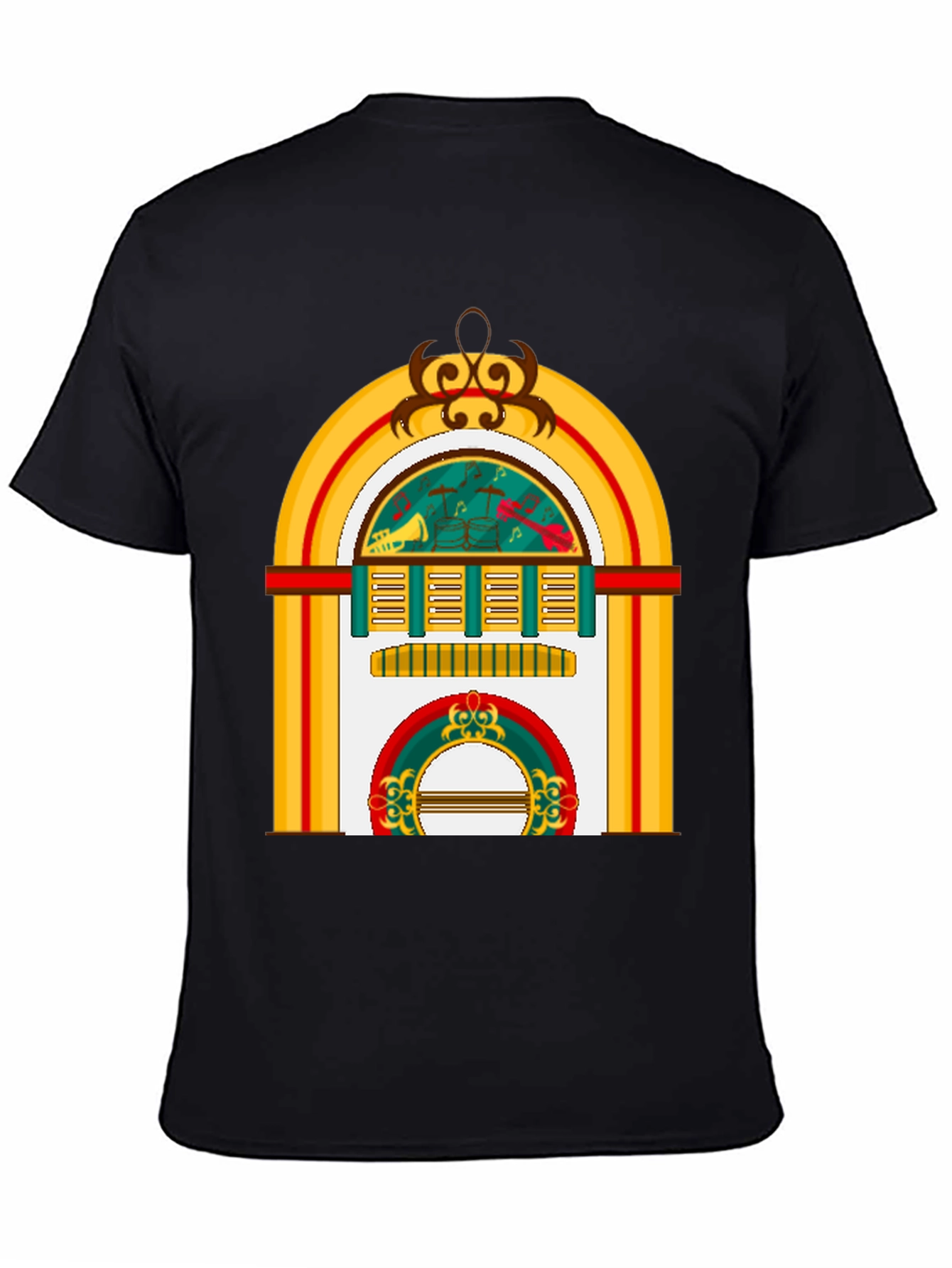 Black Retro Jukebox Graphic Tee - Musical Style view 4