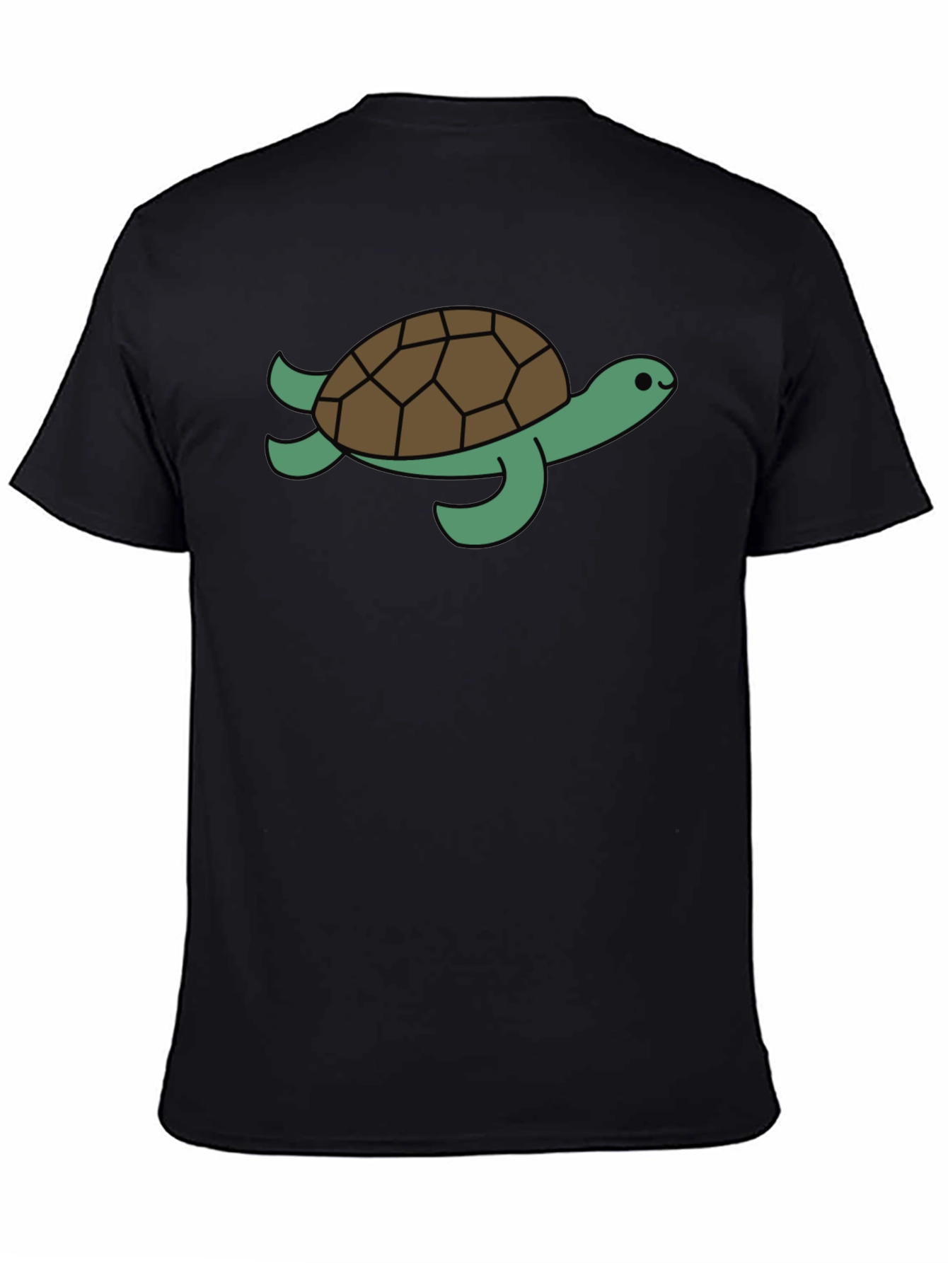 Black Sea Turtle Graphic Tee - Black Cotton T-Shirt view 4