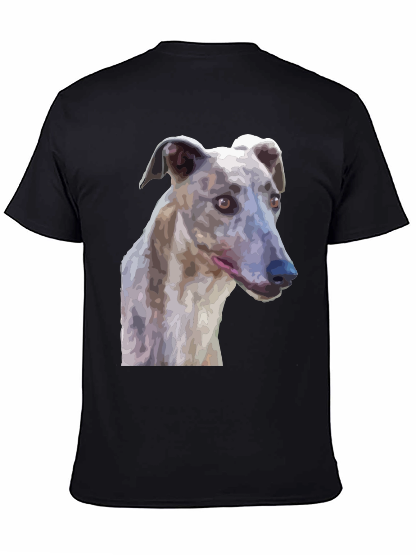 Black Greyhound Dog Graphic T-Shirt - Unisex Black Tee view 4