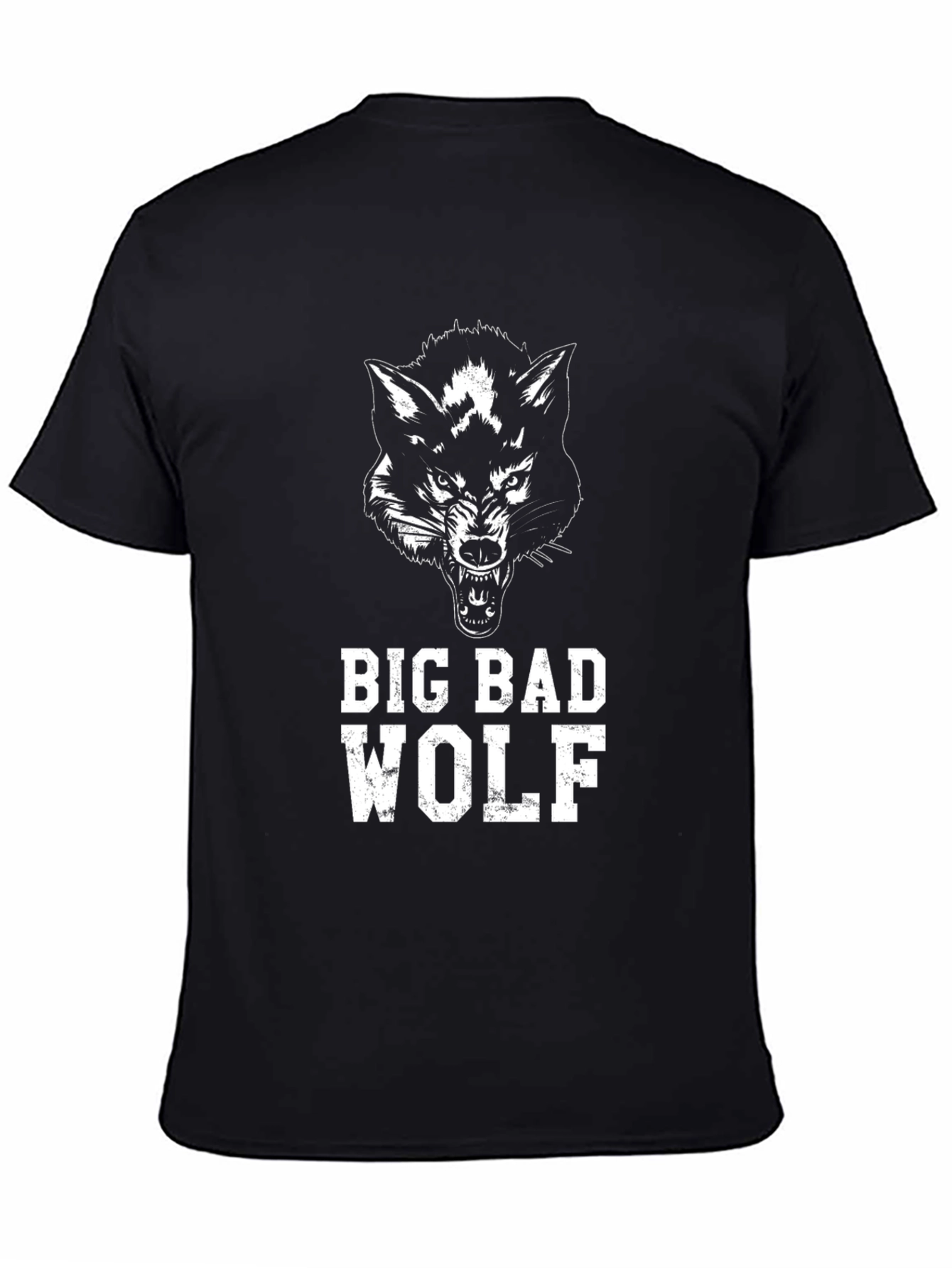 Black Big Bad Wolf Graphic Tee - Black Cotton T-Shirt view 4