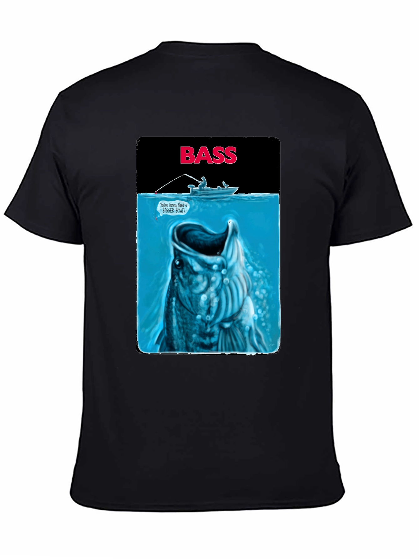 Black Bass Fishing Graphic T-Shirt - Jaws Parody view 4