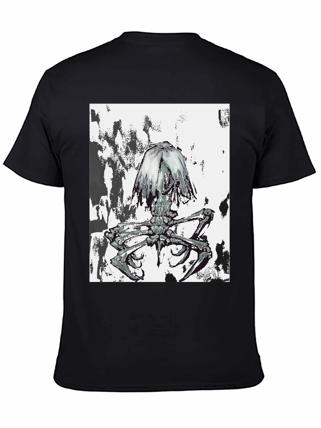 Black Unique Graphic Tee - Black Cotton Blend view 4