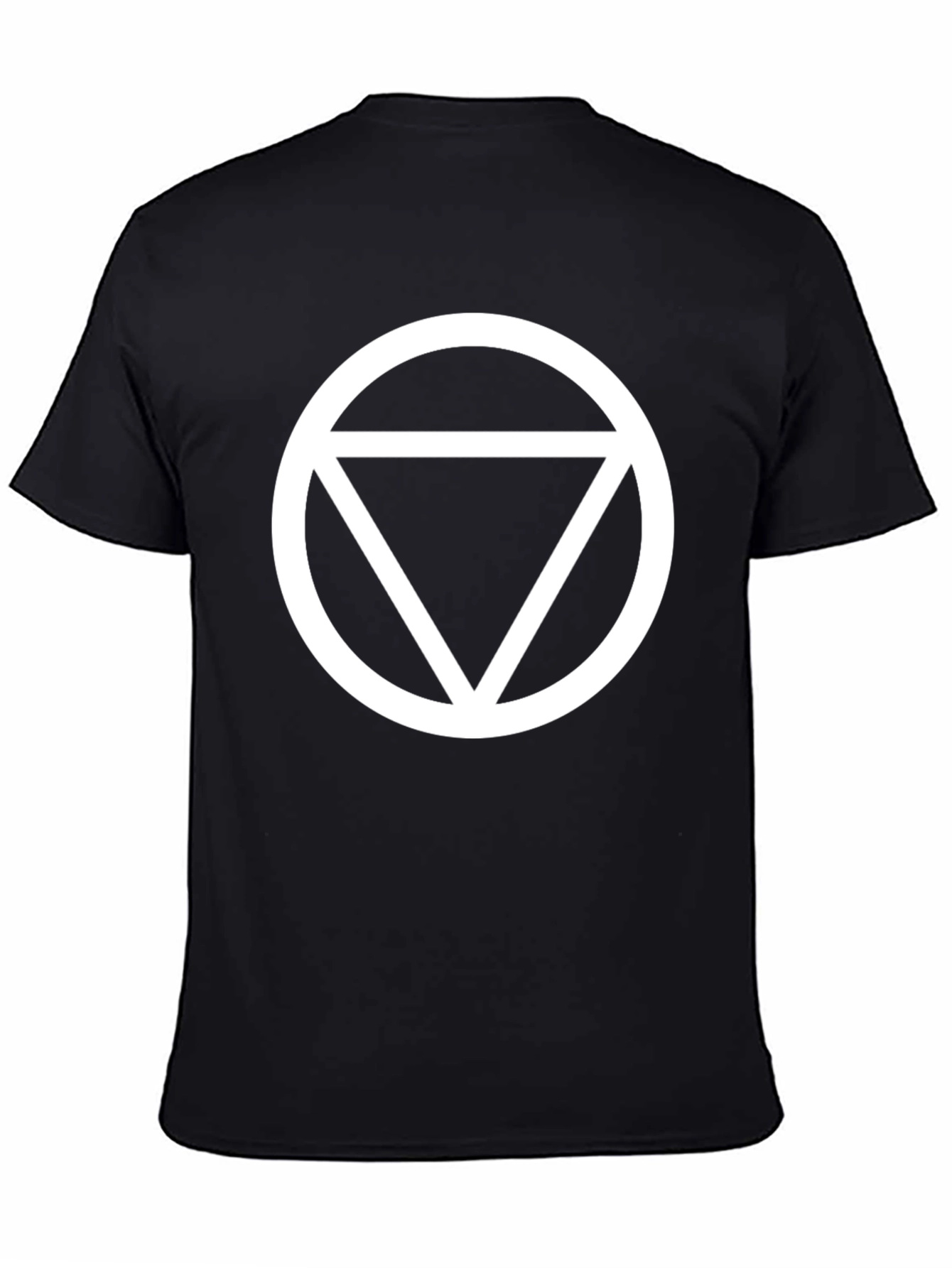 Black Geometric Circle Triangle Graphic Tee - Black Cotton T-Shirt view 4