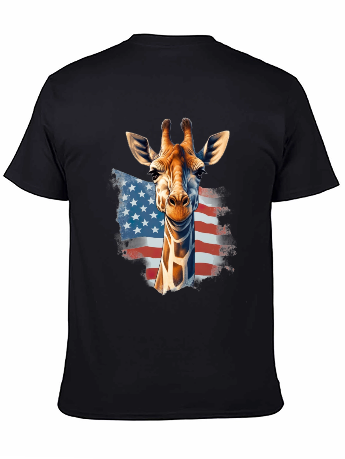 Black Giraffe USA Flag Graphic T-Shirt view 4