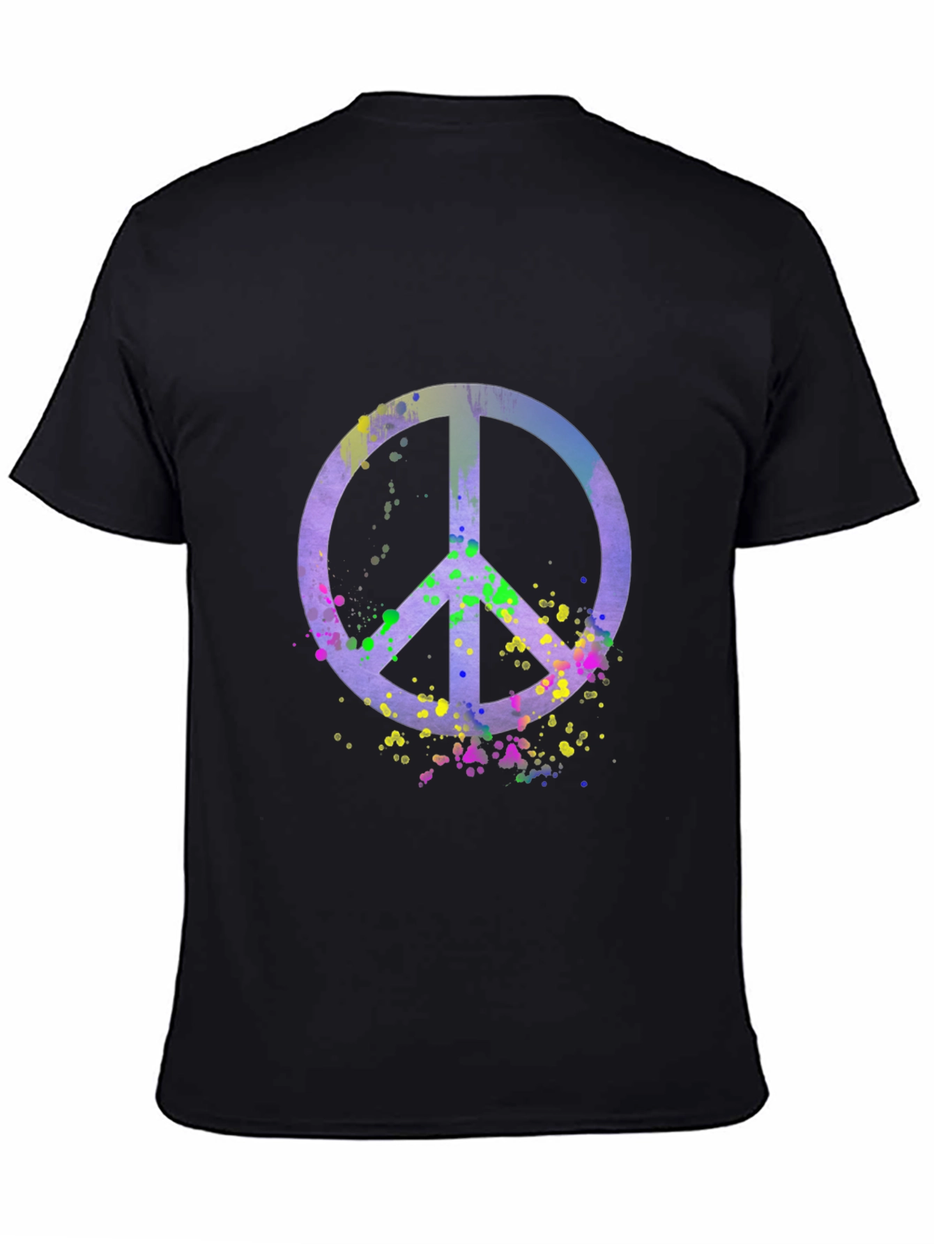 Black Peace Sign Watercolor Graphic Tee - Black view 4