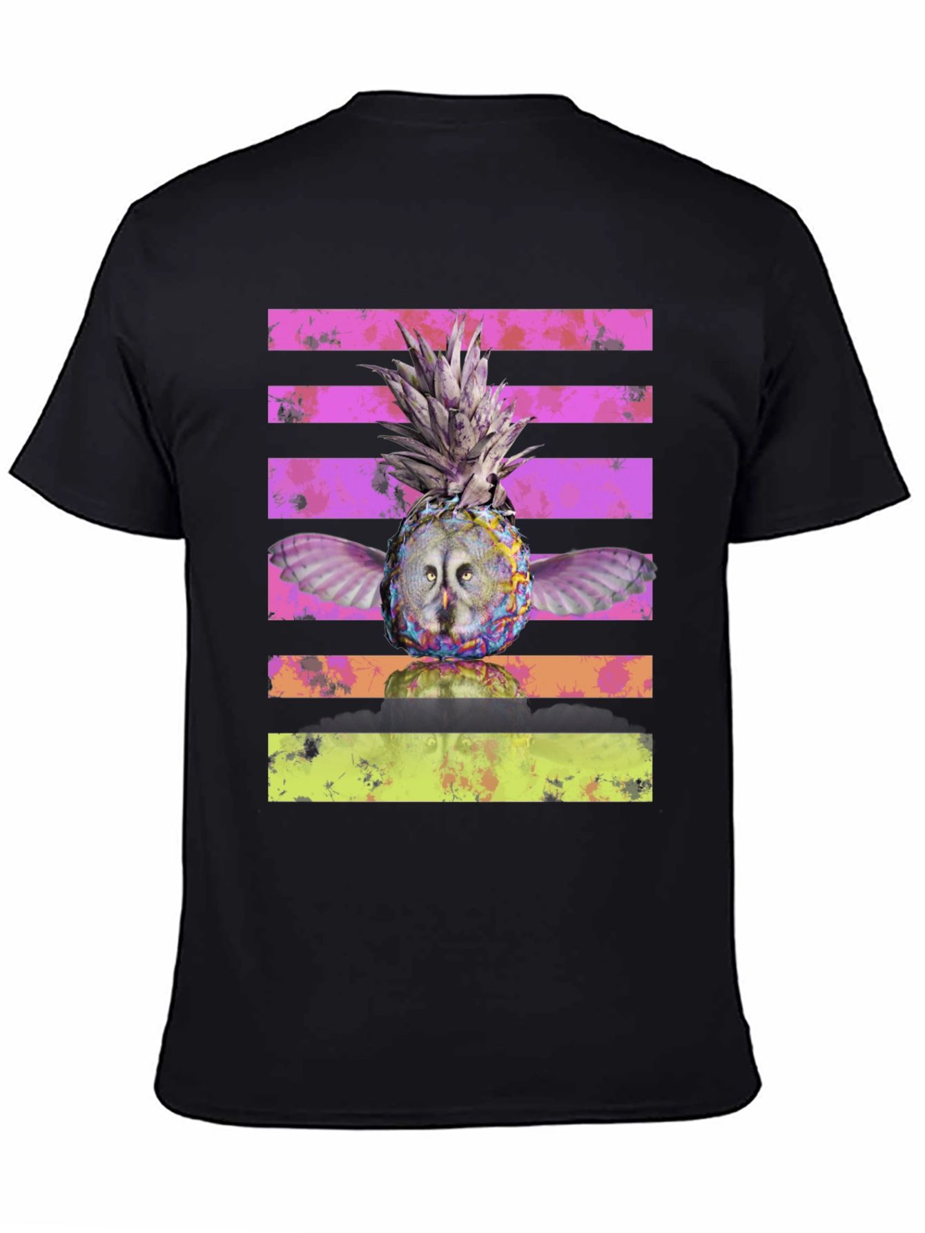 Black Owl Pineapple Graphic Print T-Shirt view 4