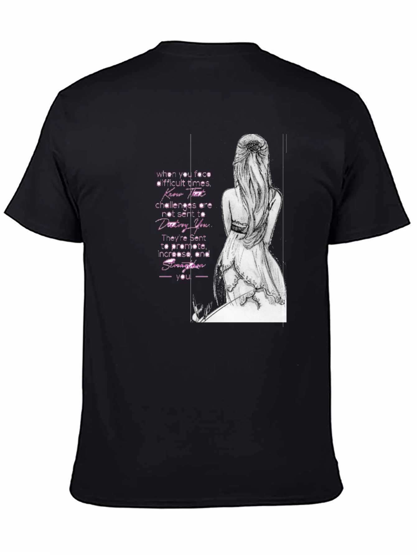 Black Inspirational Woman's Black T-Shirt view 4
