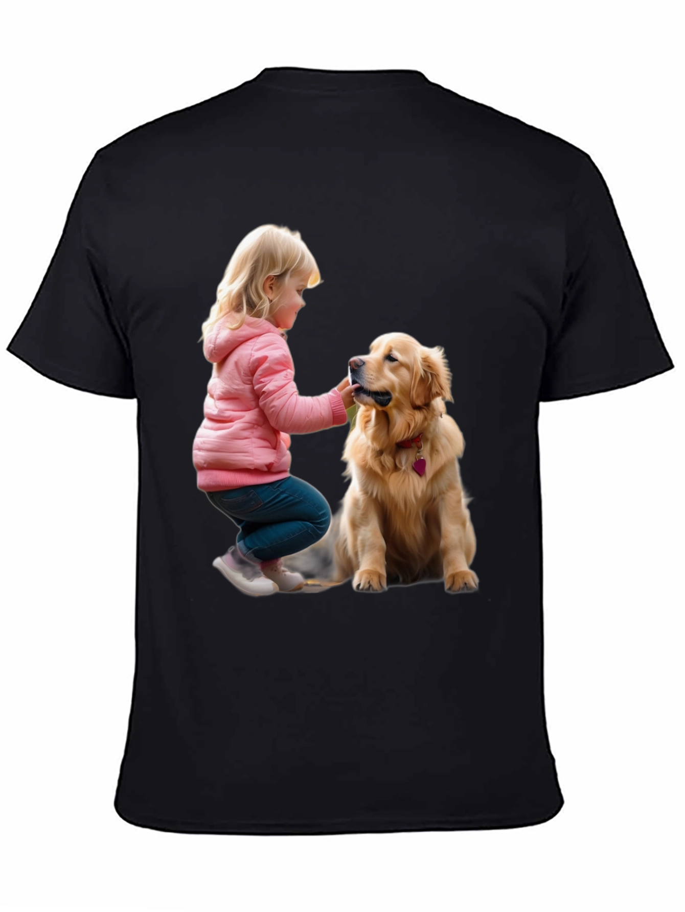 Black Cute Girl and Dog Graphic T-Shirt view 4