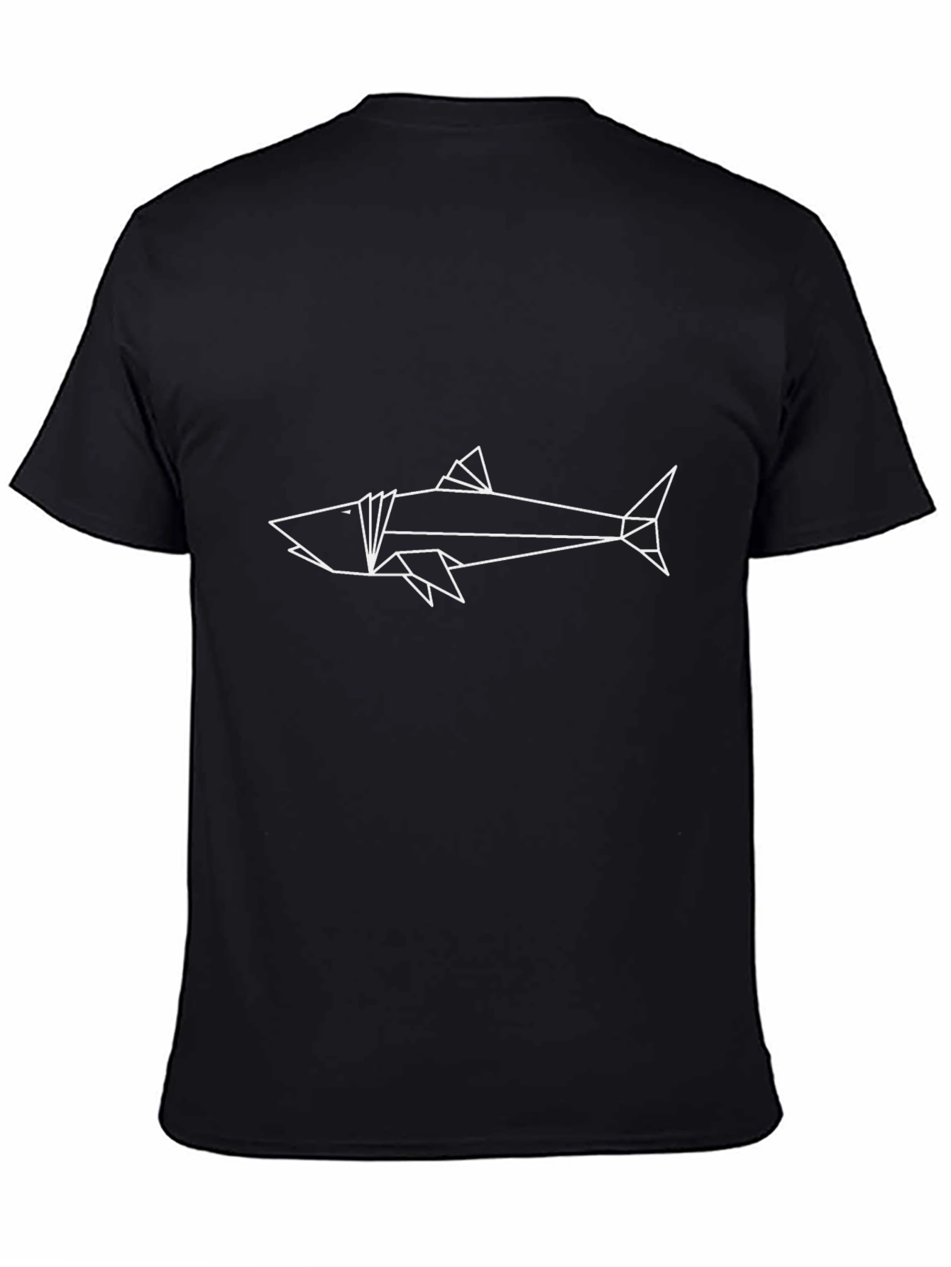 Black Geometric Shark Graphic Tee - Modern Minimalist Design view 4