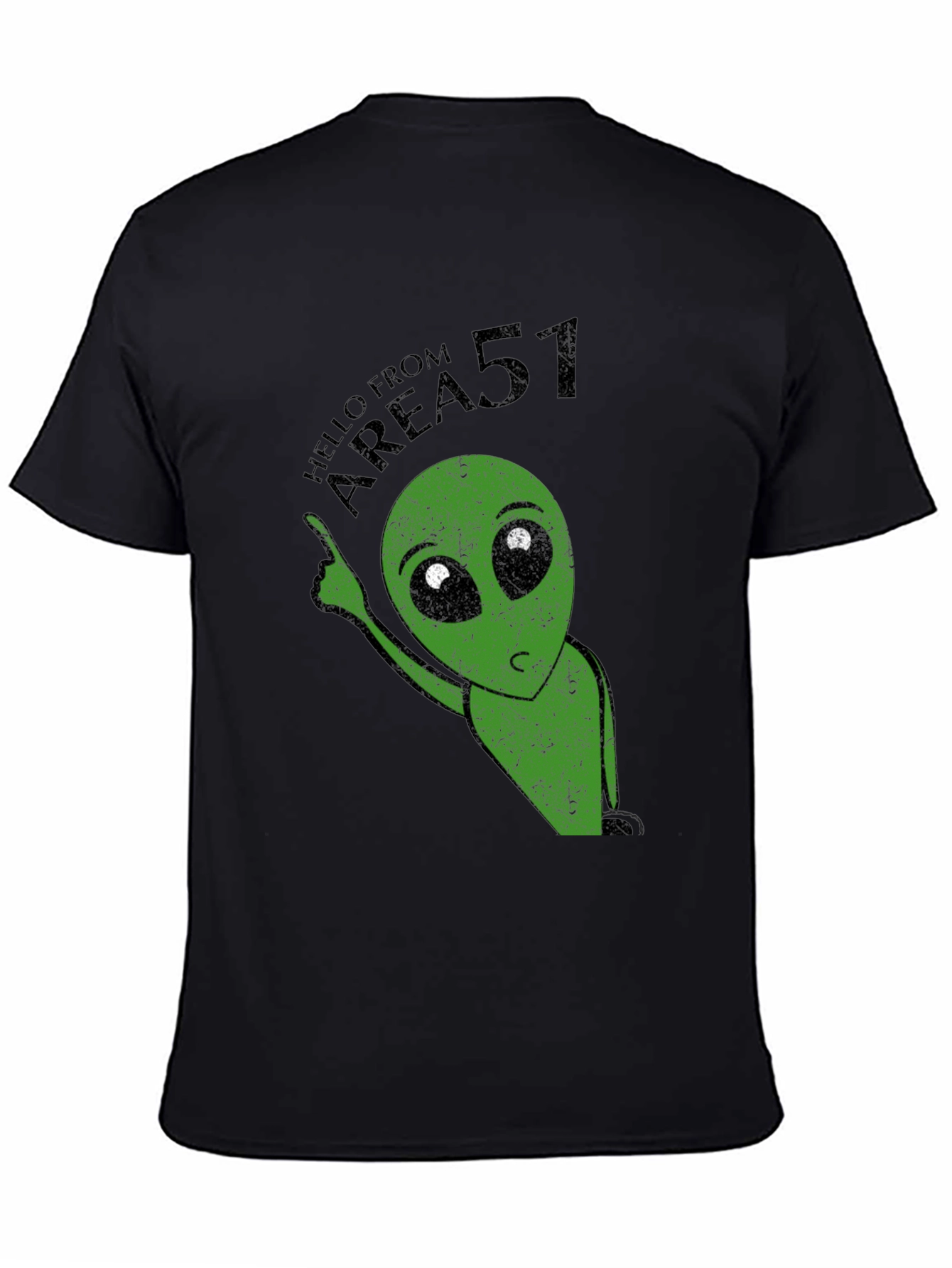 Black Area 51 Alien Graphic Print Black T-Shirt view 4