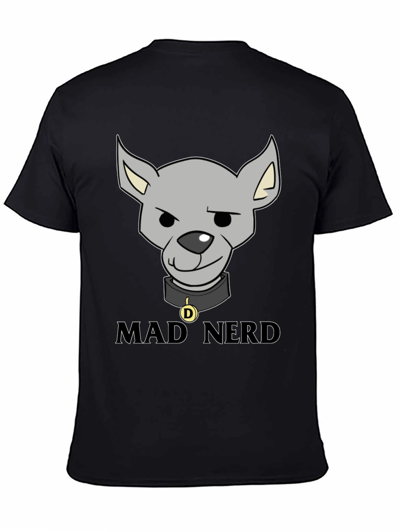 Black Mad Nerd Dog T-Shirt, Funny Geek Tee view 4
