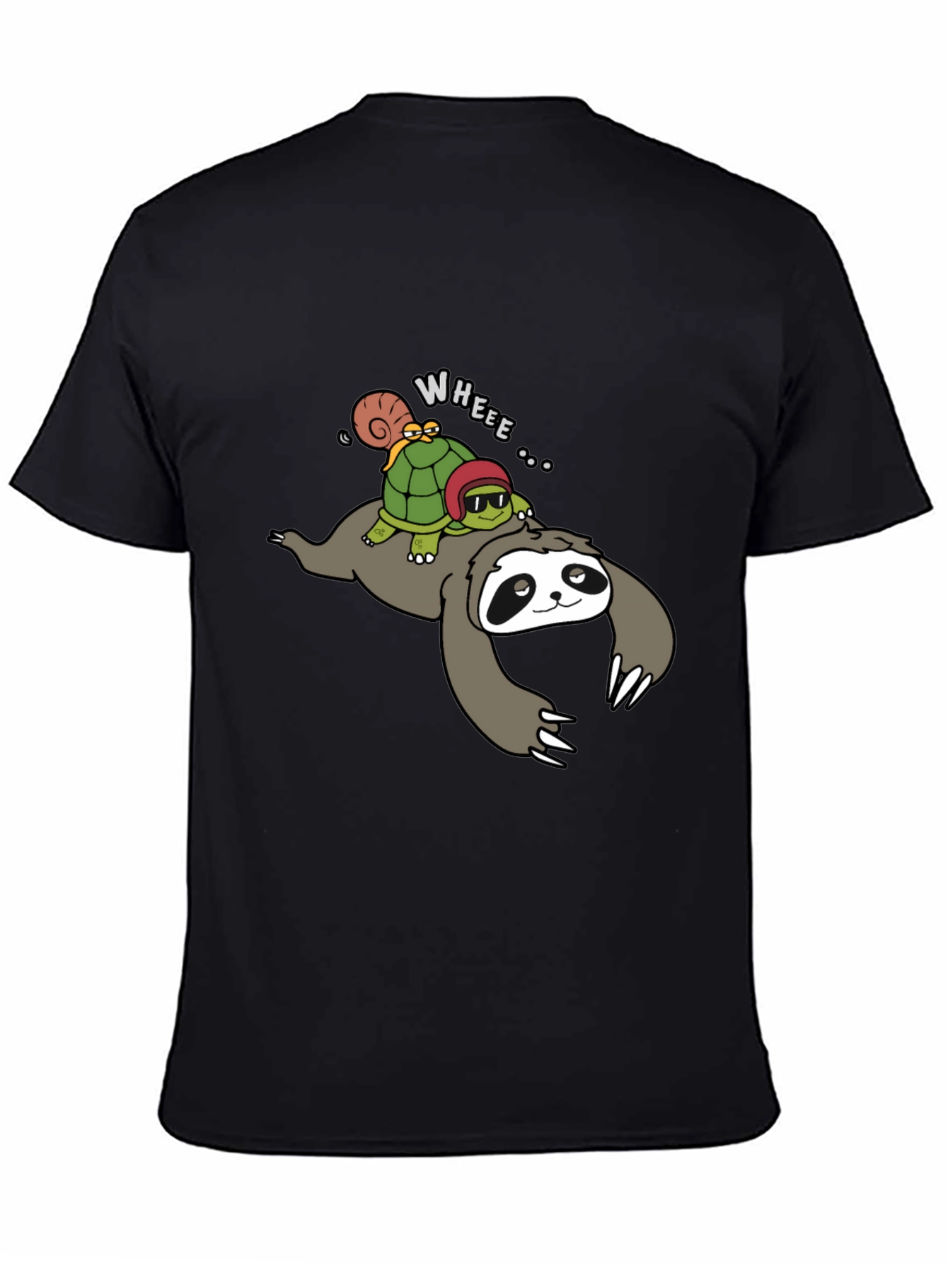 Black Sloth & Turtle Fun T-Shirt view 4
