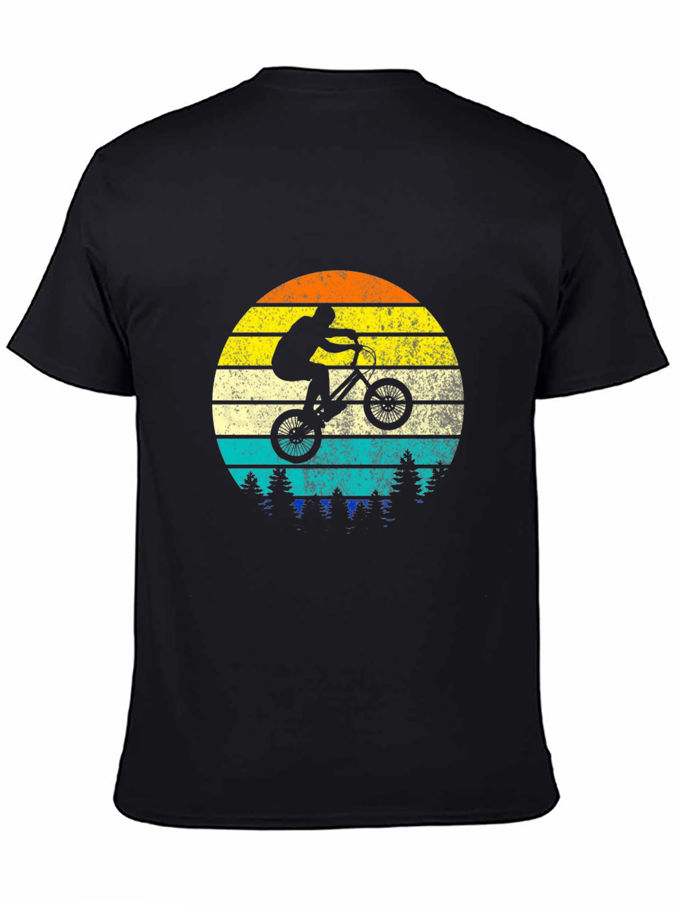 Black BMX Rider Vintage Sunset Graphic Tee view 4