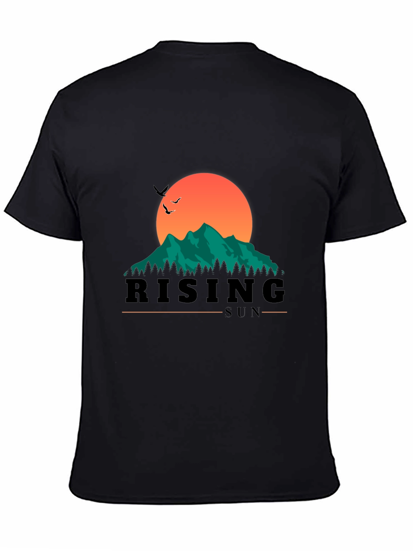 Black Rising Sun Graphic Tee - Nature Inspired Design view 4
