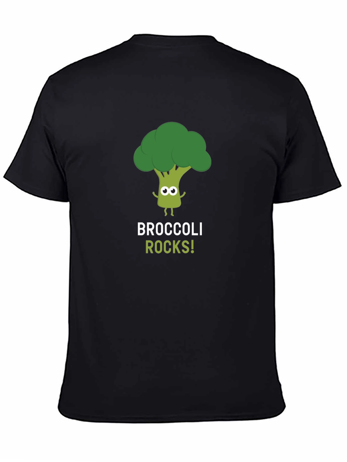 Black Broccoli Rocks Graphic Tee - Black Cotton T-Shirt view 4