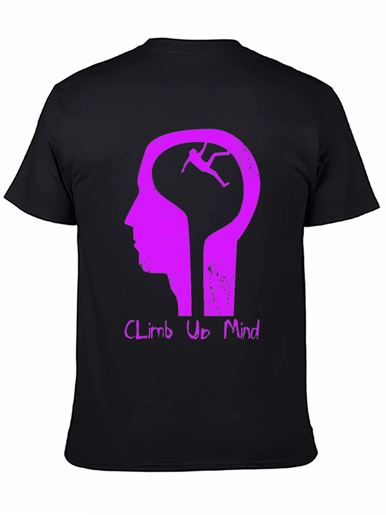 Black Climb Up Mind Graphic Tee - Black Cotton Blend view 4