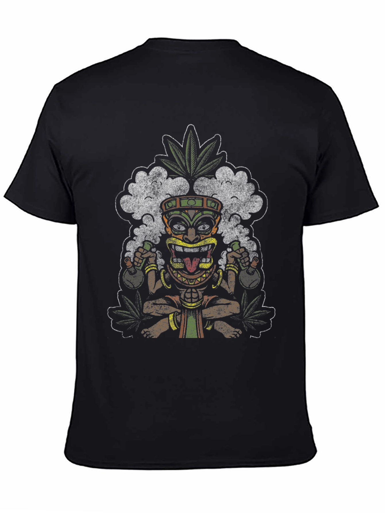 Black Tiki Mask Novelty Graphic T-Shirt view 4