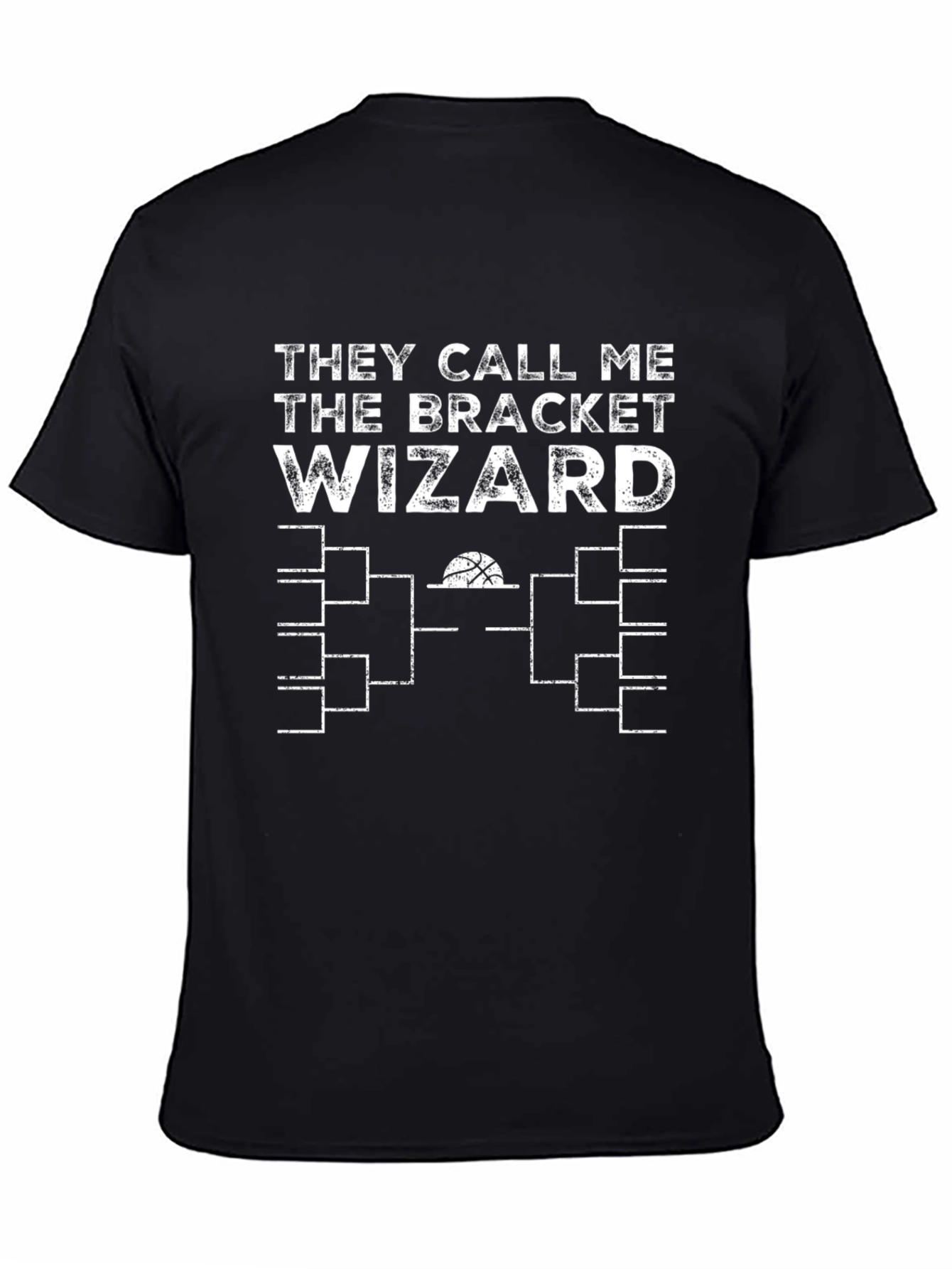 Black Bracket Wizard Basketball Fan T-Shirt view 4