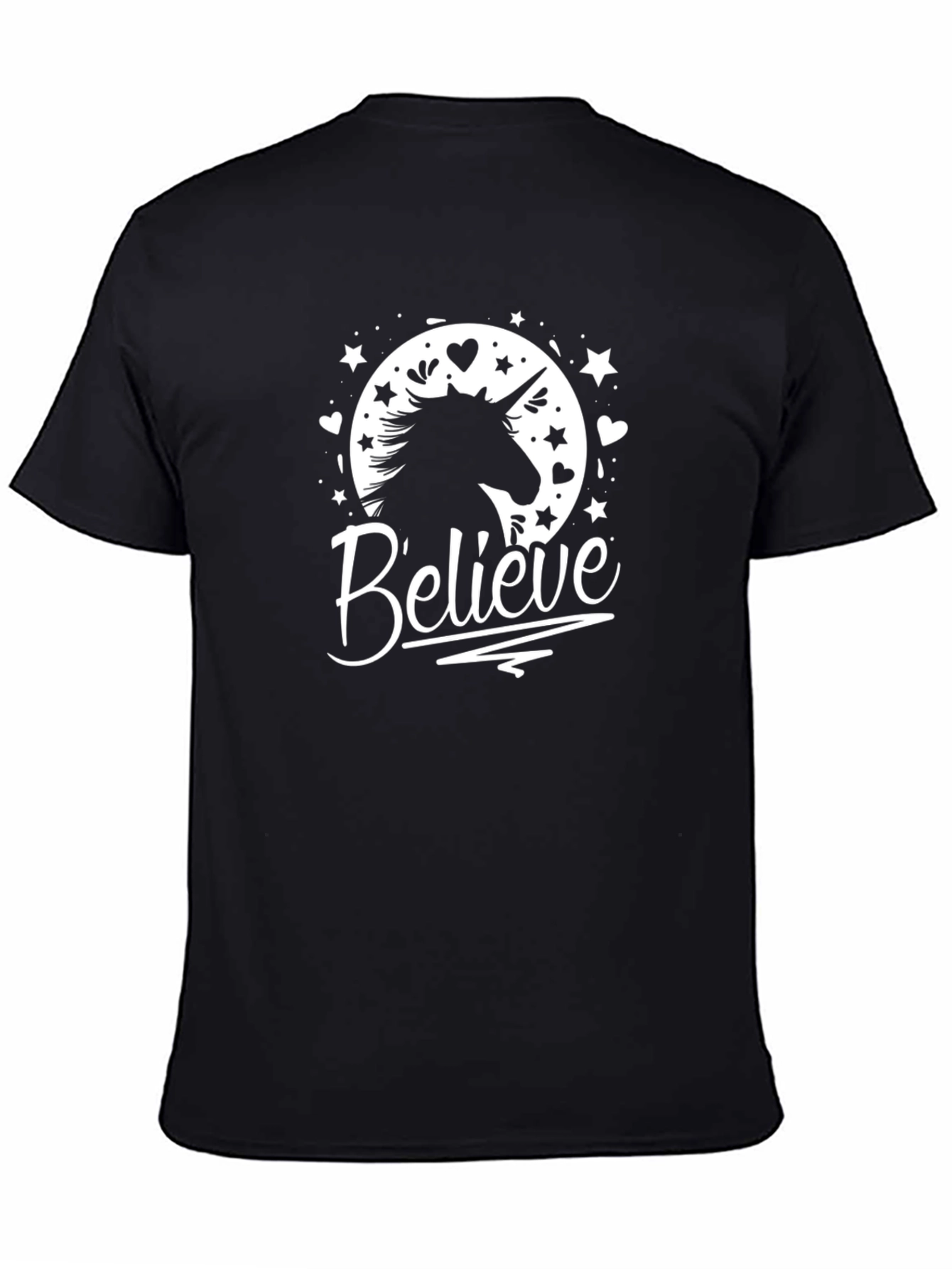 Believe Unicorn Graphic Tee - Black Unisex T-Shirt - 4