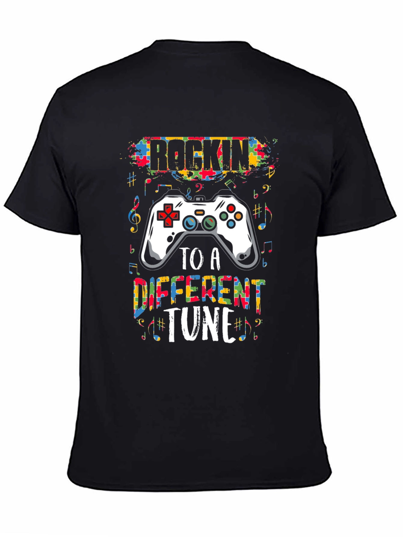 Black Rockin' to a Different Tune Gamer T-Shirt view 4