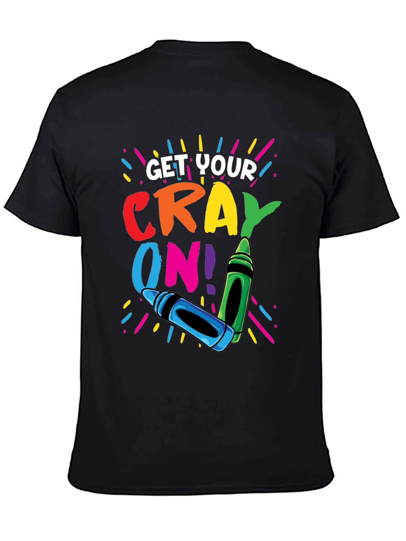 Black Get Your Crayon On! Graphic T-Shirt view 4