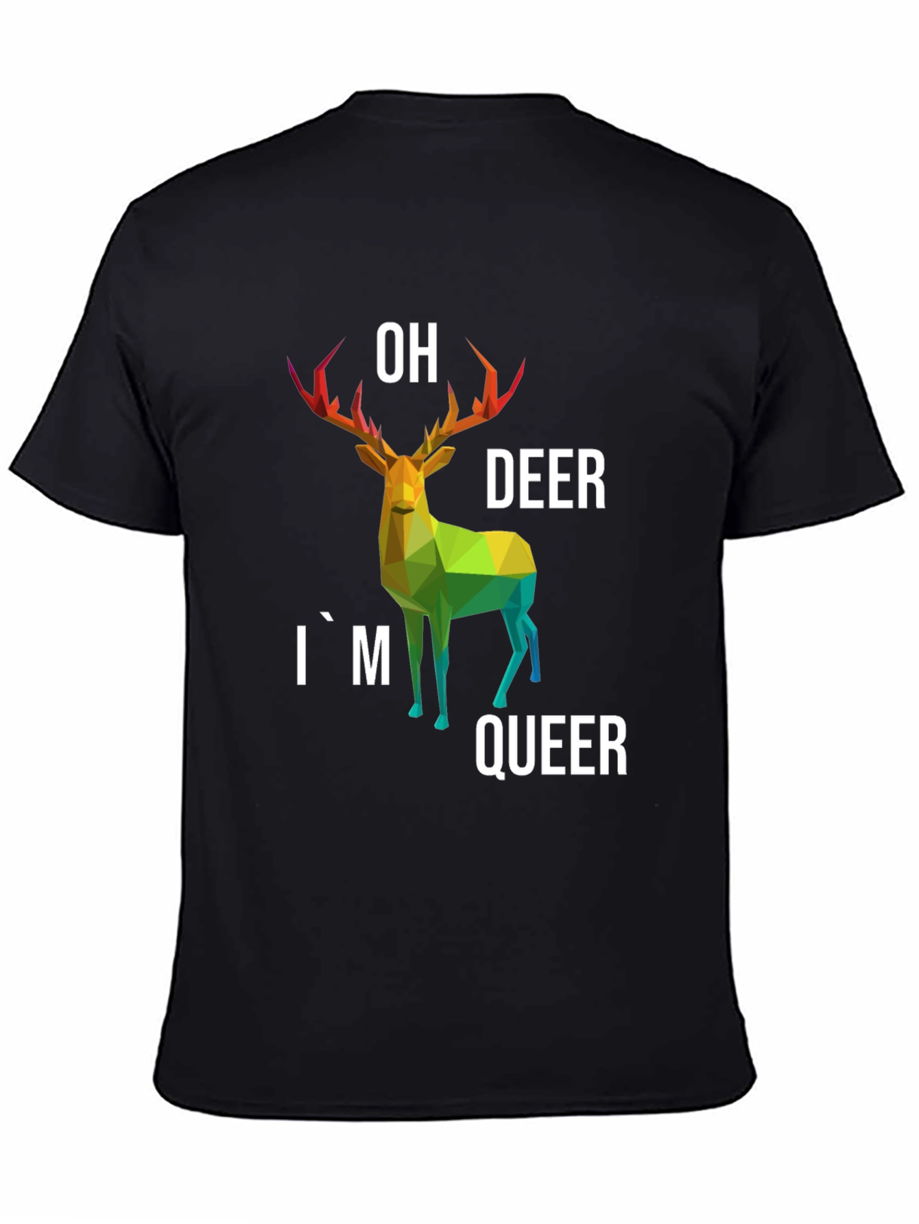 Black Oh Deer I'm Queer Black T-Shirt view 4