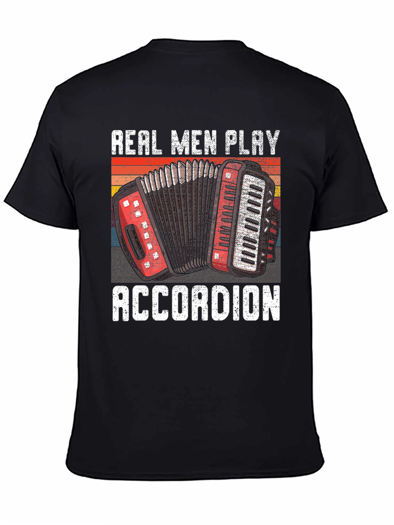 Black Real Men Play Accordion Graphic Tee - Musician Gift view 4