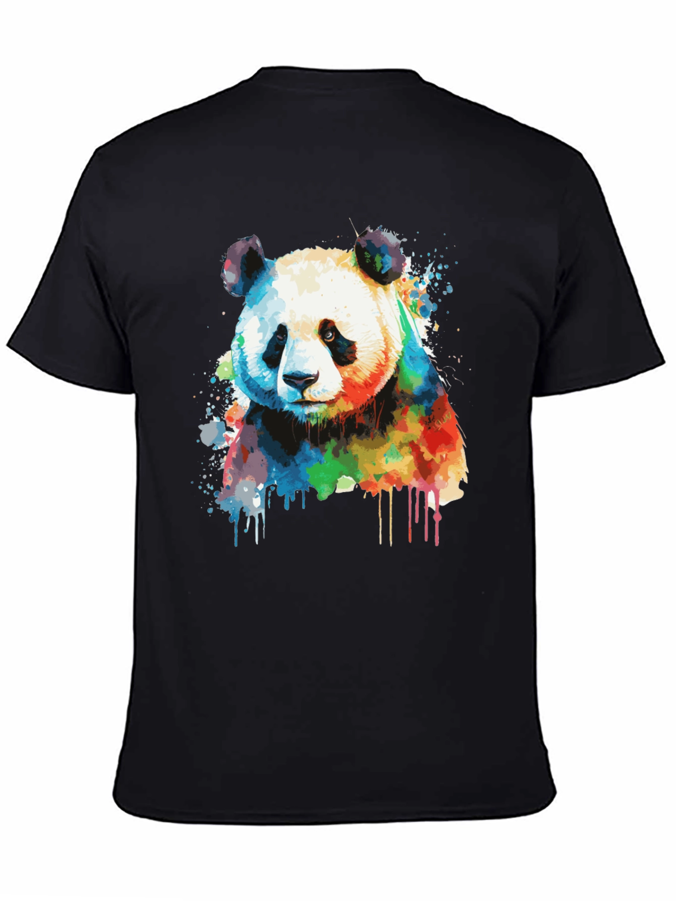 Black Watercolor Panda Bear T-Shirt - Unique Graphic Tee view 4