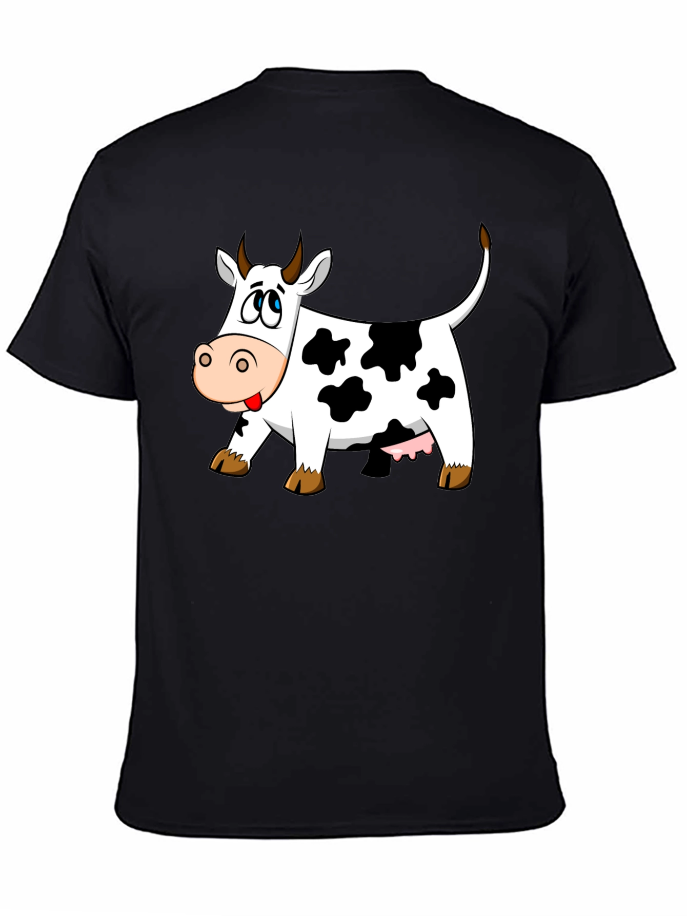 Black Cartoon Cow Graphic Tee - Black view 4