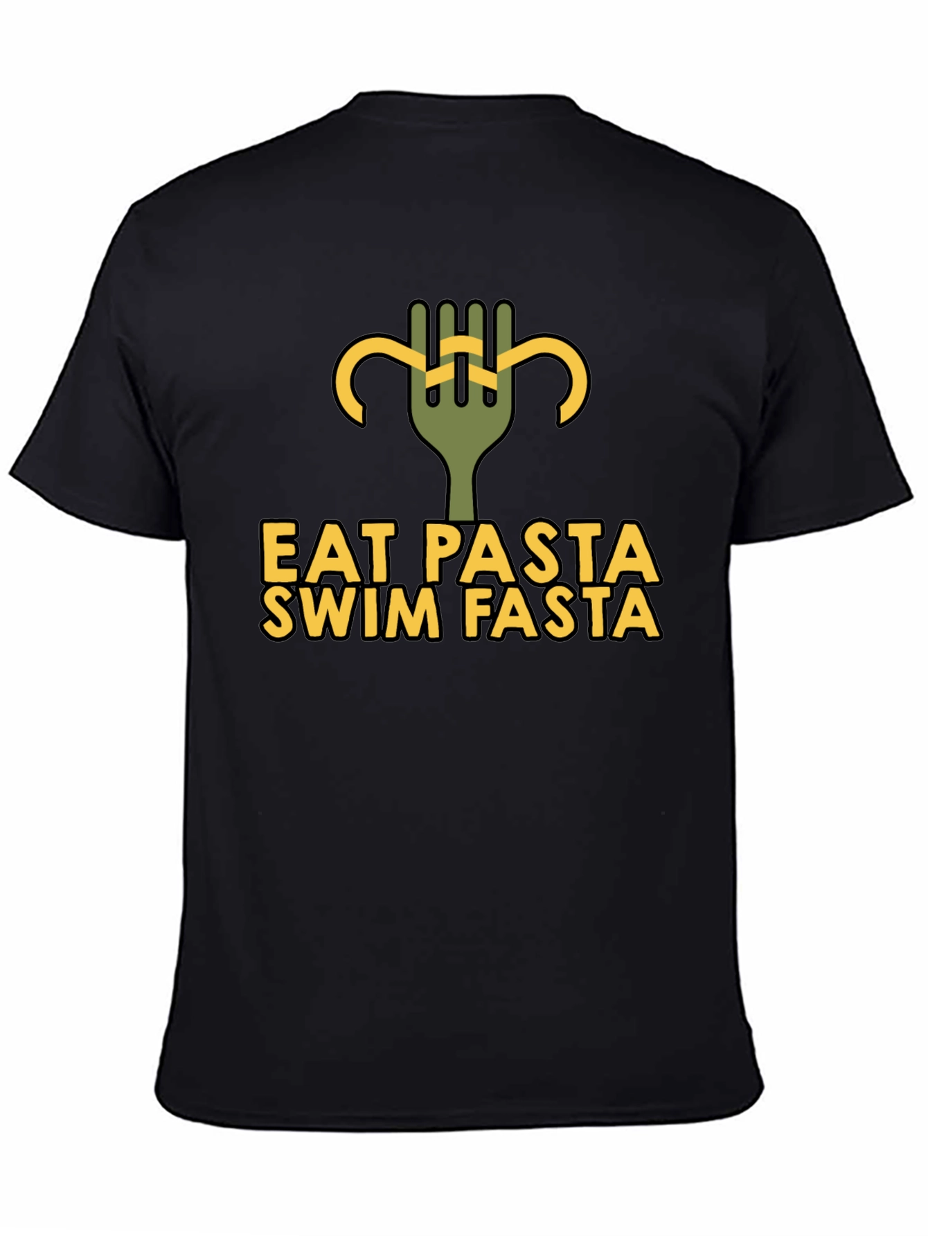 Black Eat Pasta Swim Fasta Graphic T-Shirt view 4