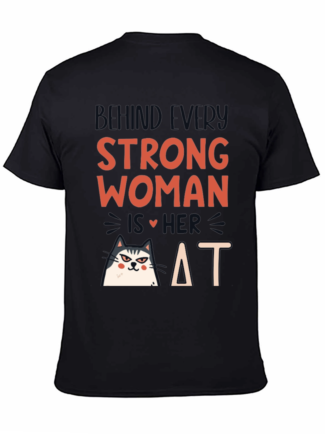 Black Strong Woman Cat T-Shirt view 4