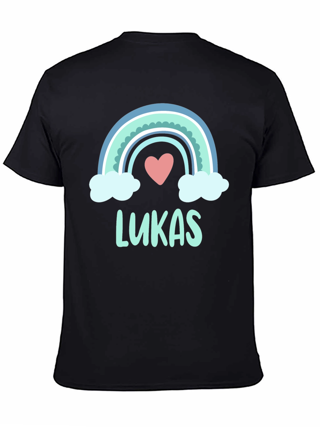 Black Lukas Rainbow Heart Custom T-Shirt view 4