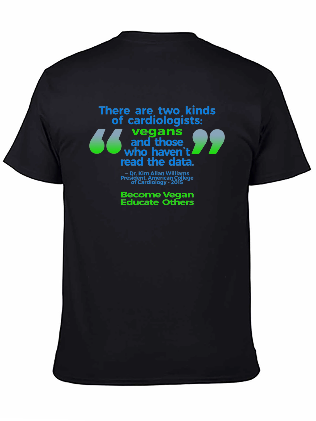 Black Vegan Cardiologist T-Shirt - Read the Data view 4