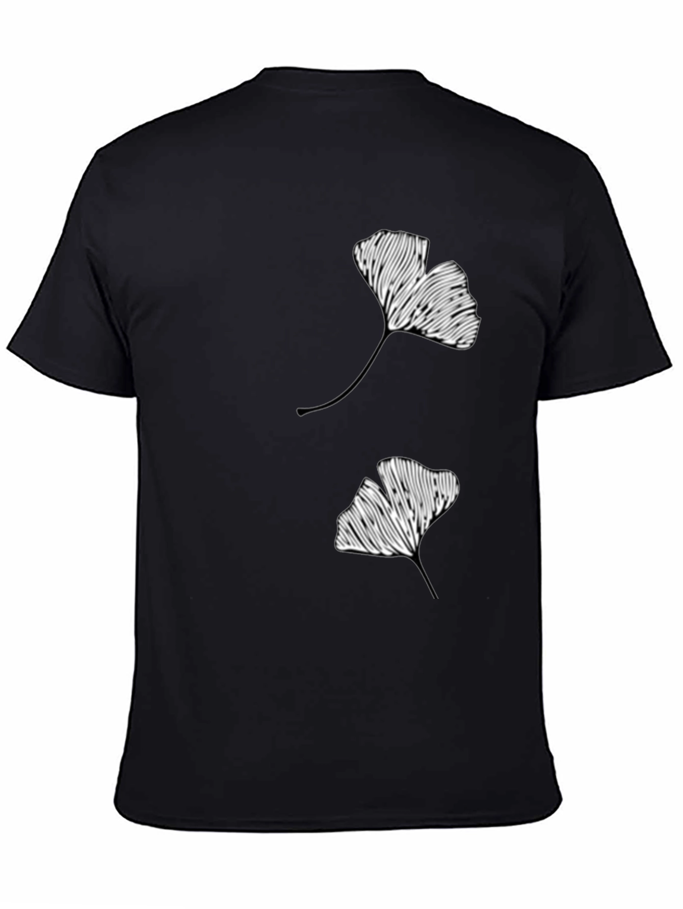 Black Black Ginkgo Leaf Graphic T-Shirt view 4