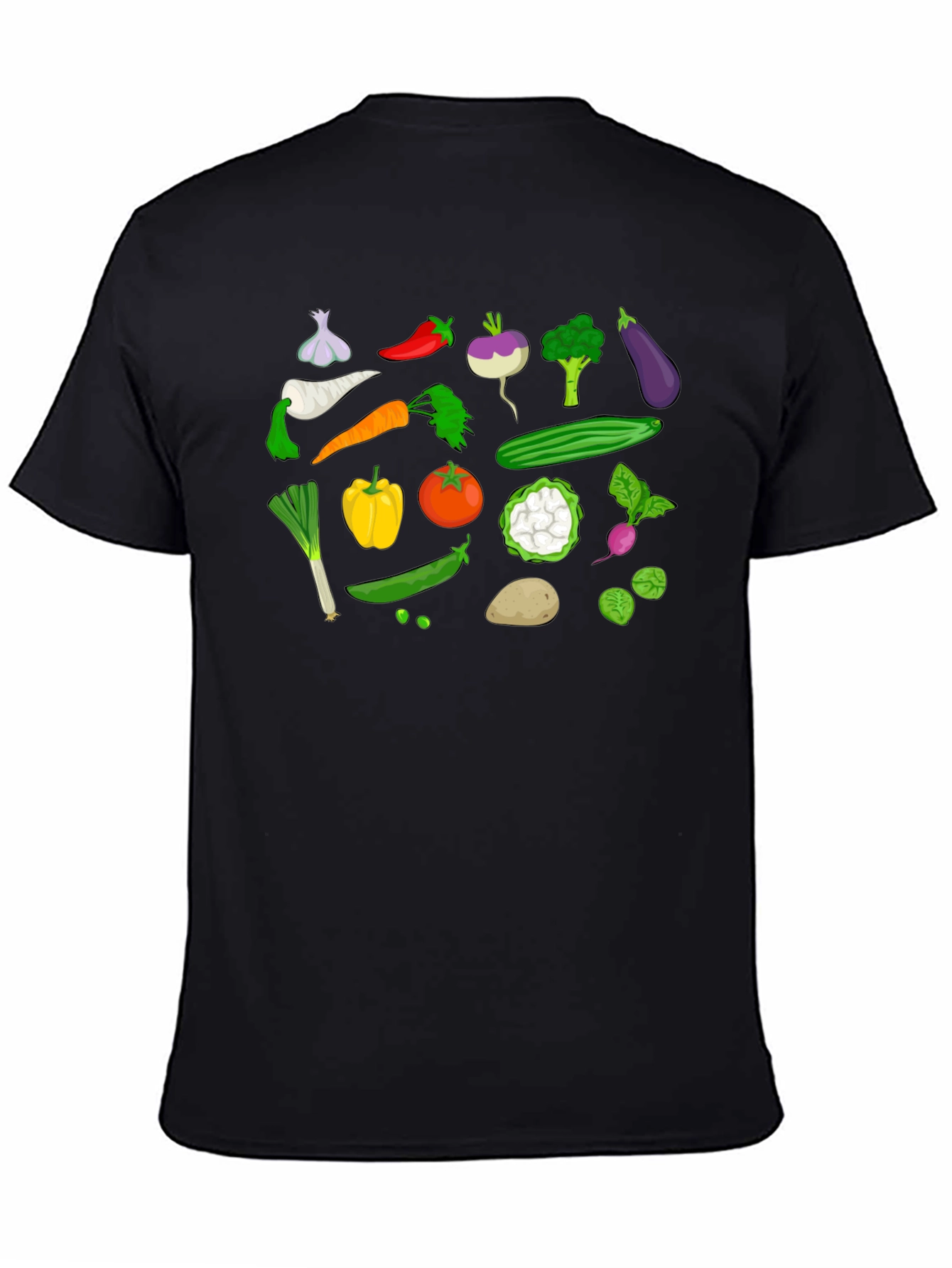 Black Vegetable Print Black T-Shirt view 4