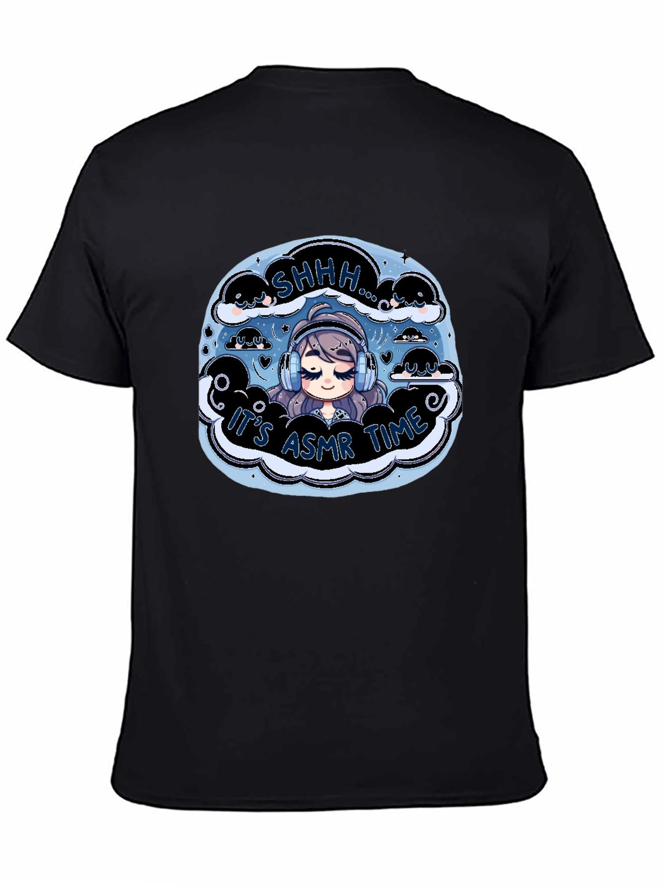 Black It's ASMR Time Black T-Shirt - Cute Anime Design view 4