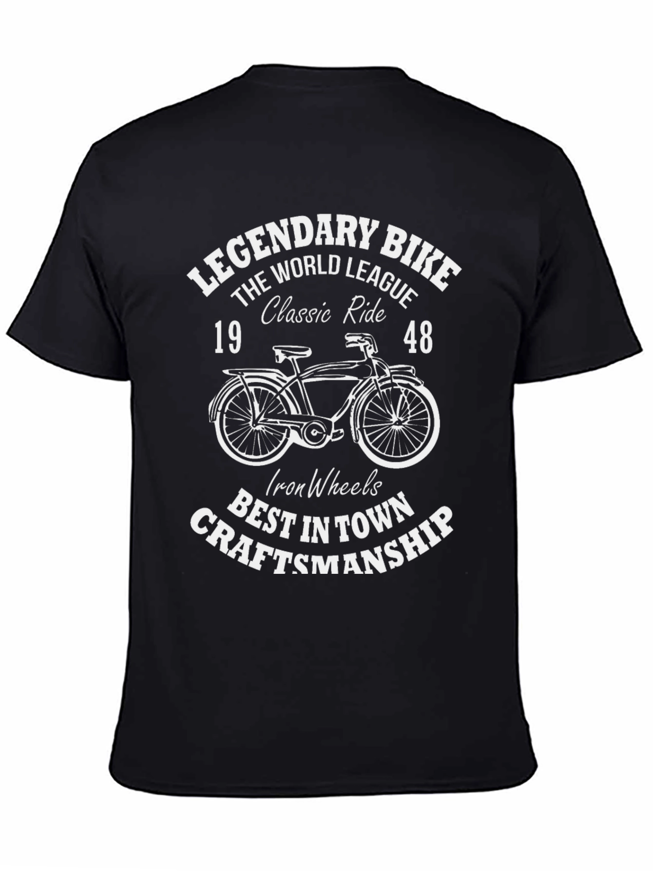 Black Legendary Bike 1948 Graphic Tee - Classic Ride T-Shirt view 4