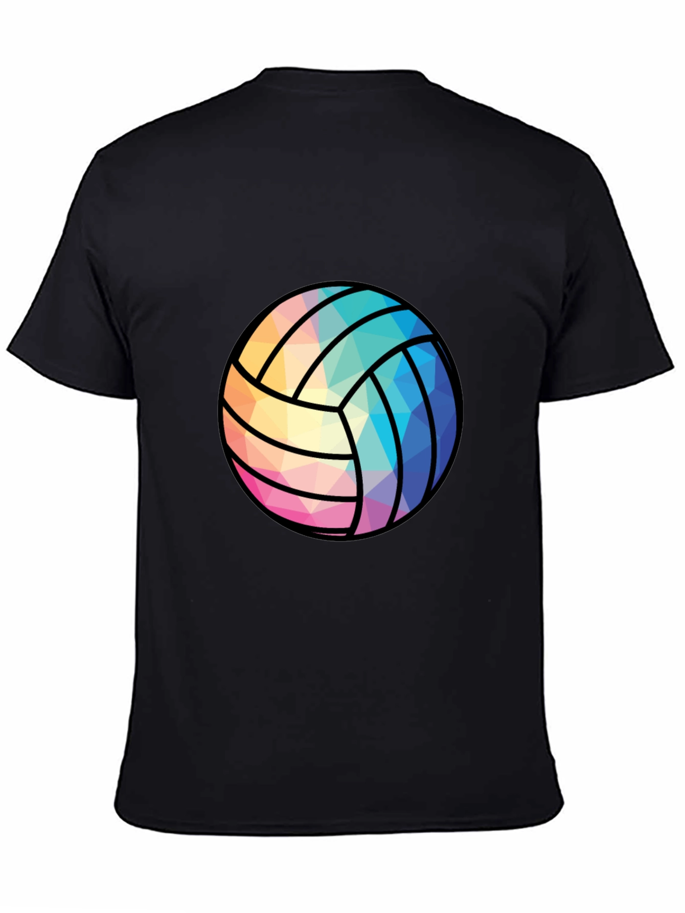 Black Geometric Volleyball Graphic Tee - Black view 4