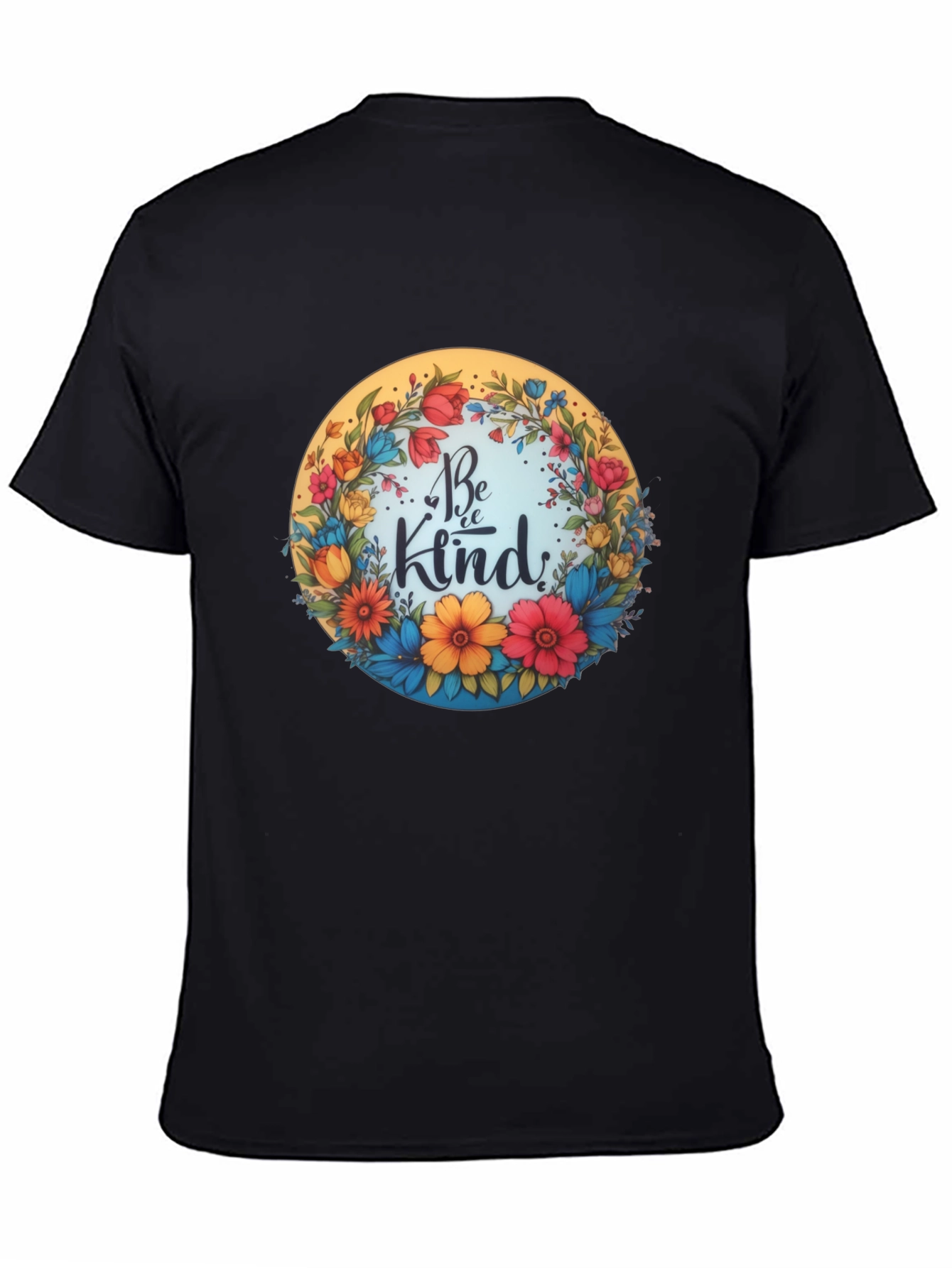 Black Be Kind Floral Wreath Graphic Tee - Black view 4